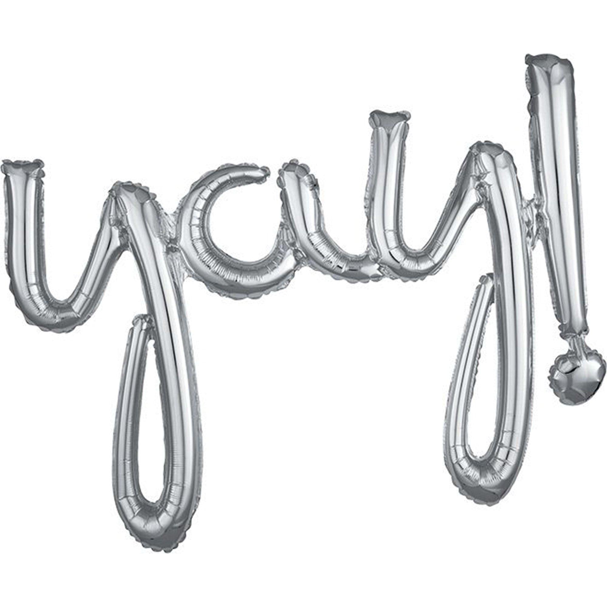 Air-Filled Yay Cursive Letter Balloon Banner. Assorted Colors - Image 6