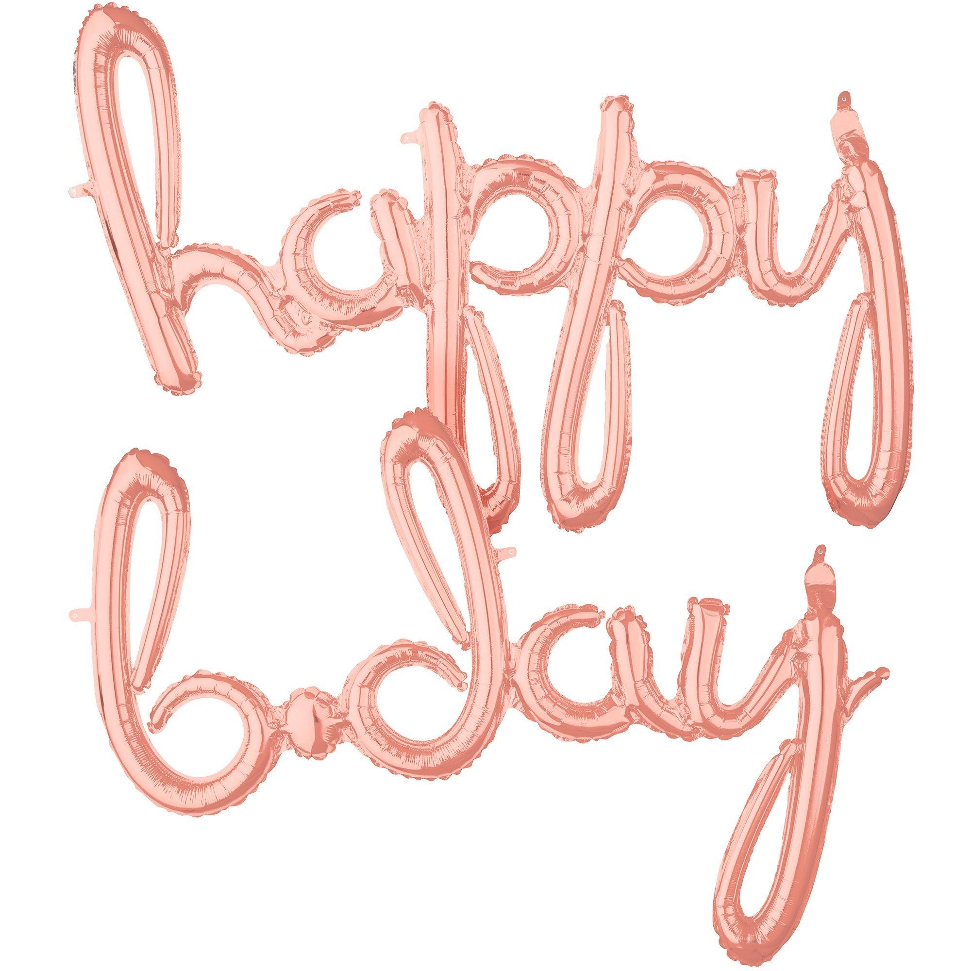 Air-Filled Happy B-Day Cursive Letter Balloon Banners. 2pc. Assorted Colors - Image 3