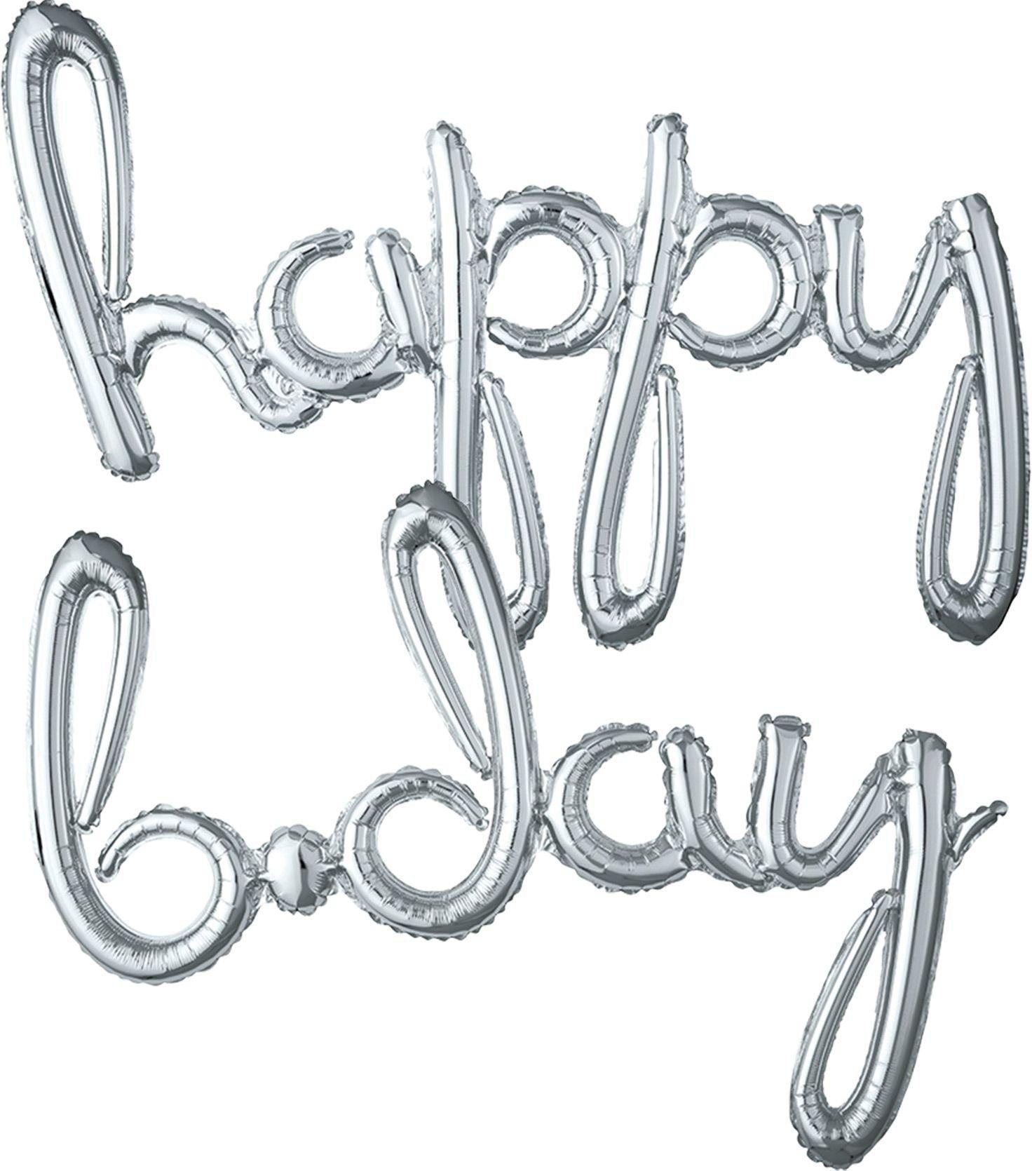 Air-Filled Happy B-Day Cursive Letter Balloon Banners. 2pc. Assorted Colors - Image 2