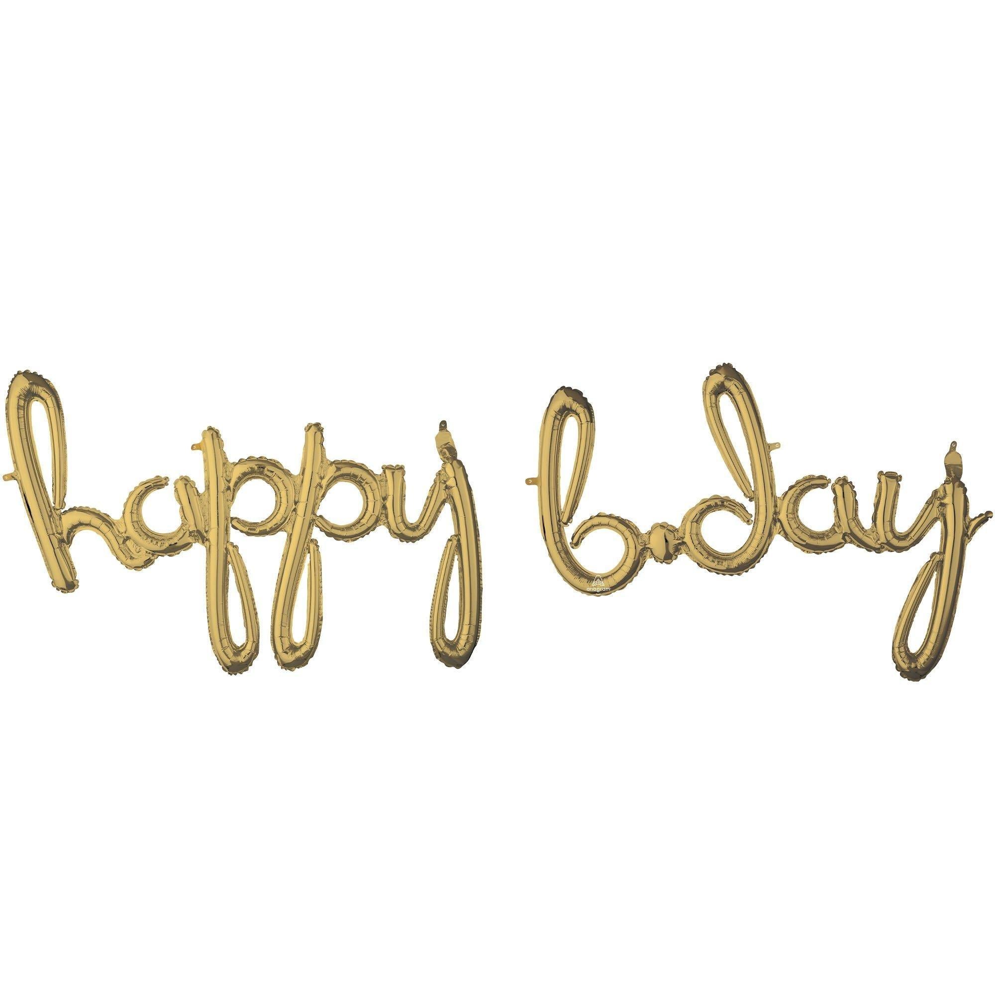 Air-Filled Happy B-Day Cursive Letter Balloon Banners. 2pc. Assorted Colors - Image 15