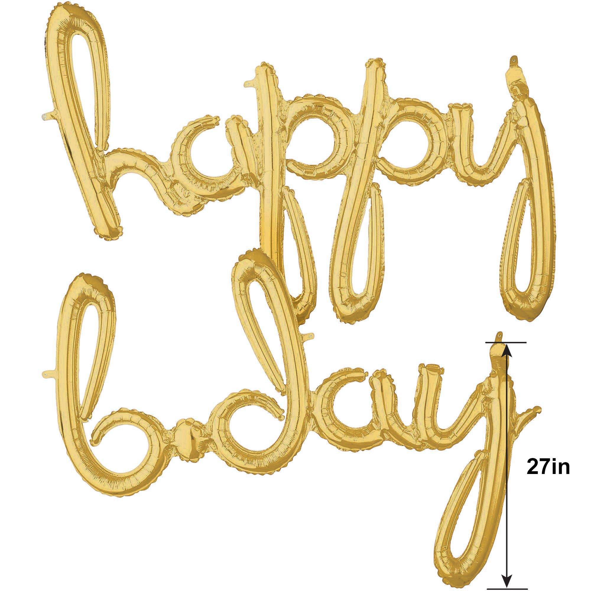 Air-Filled Happy B-Day Cursive Letter Balloon Banners. 2pc. Assorted Colors - Image 17