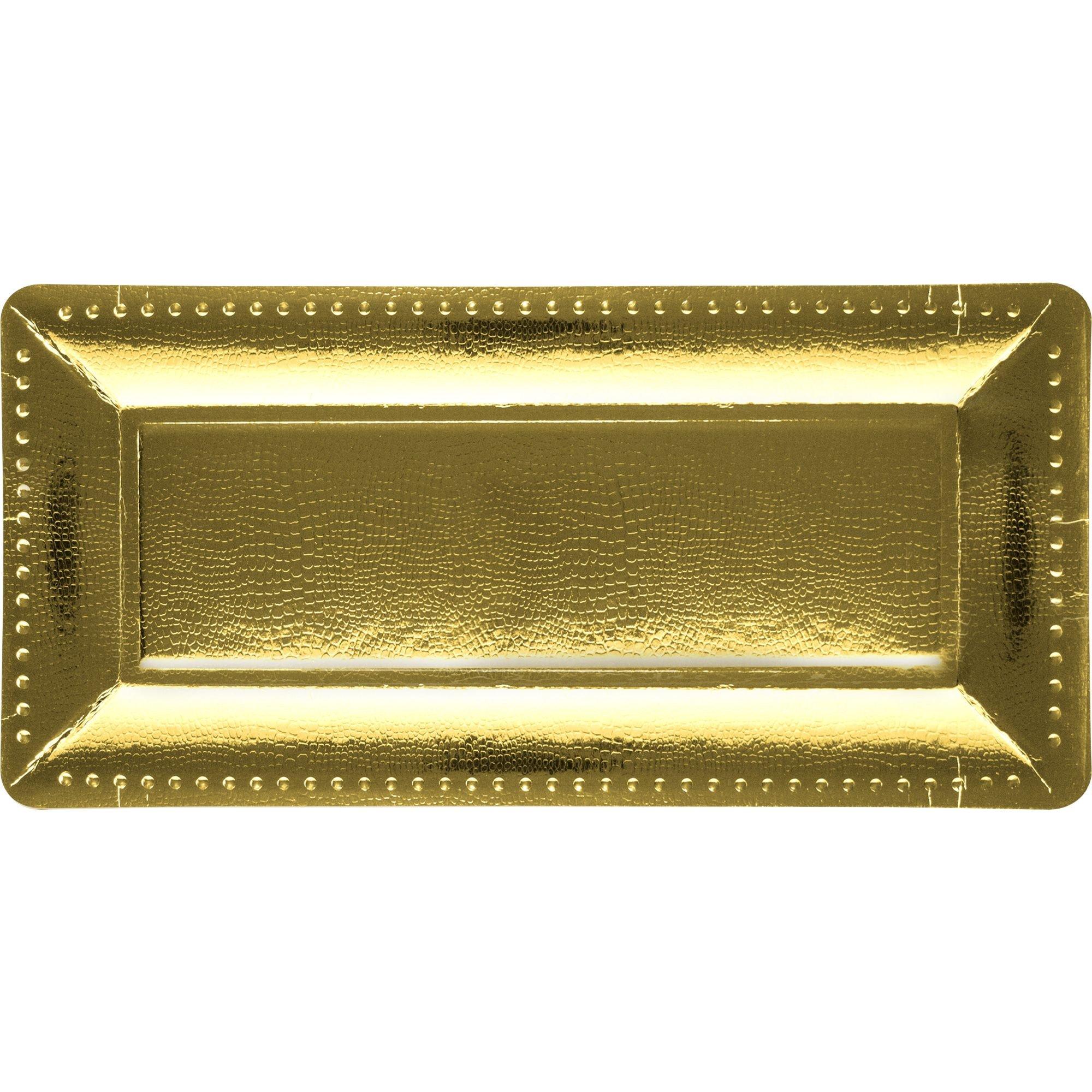Metallic Long Rectangular Paper Platters. 16in. 3ct. Assorted Colors - Image 2