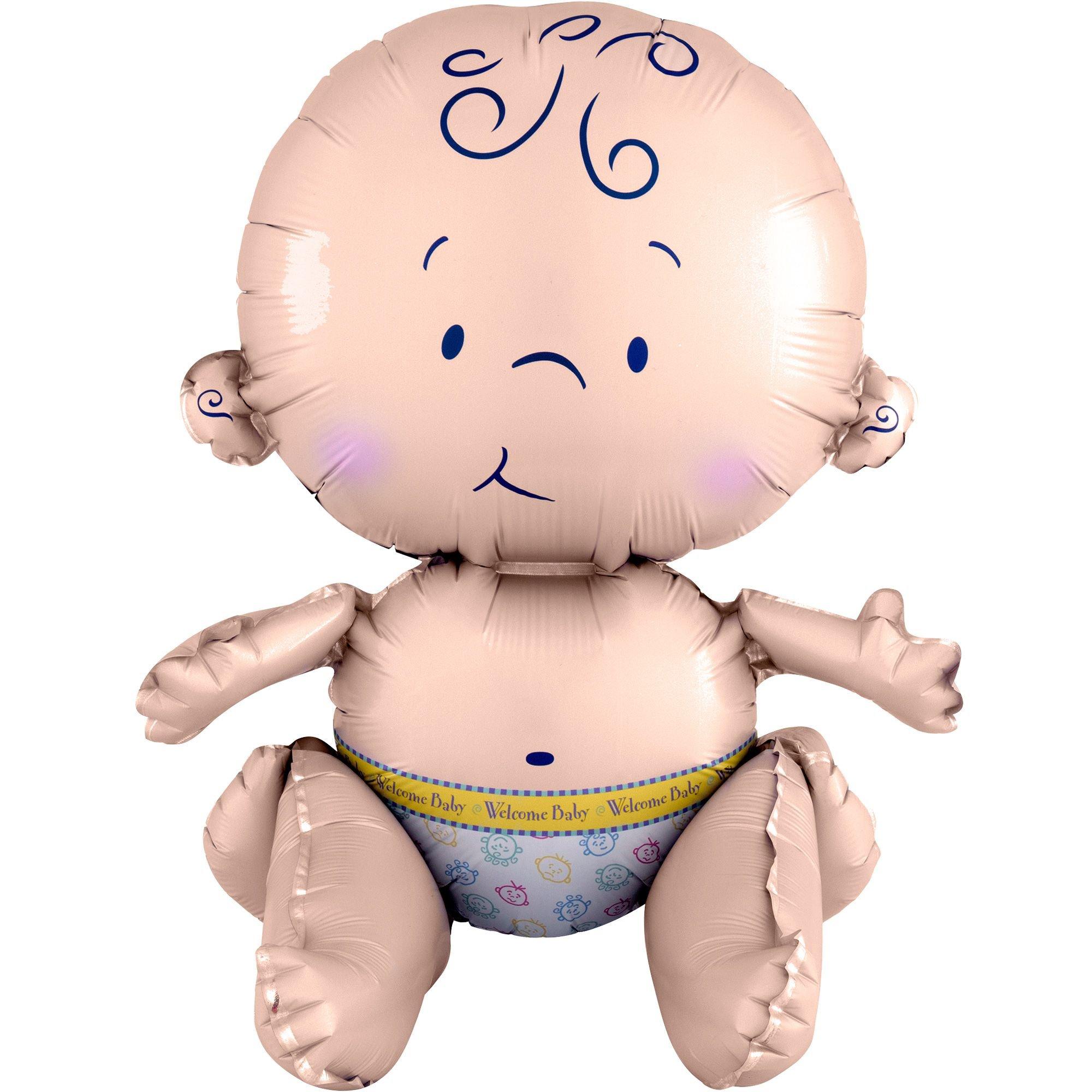 Air-Filled Sitting Welcome Baby Balloon.15in. Assorted Colors