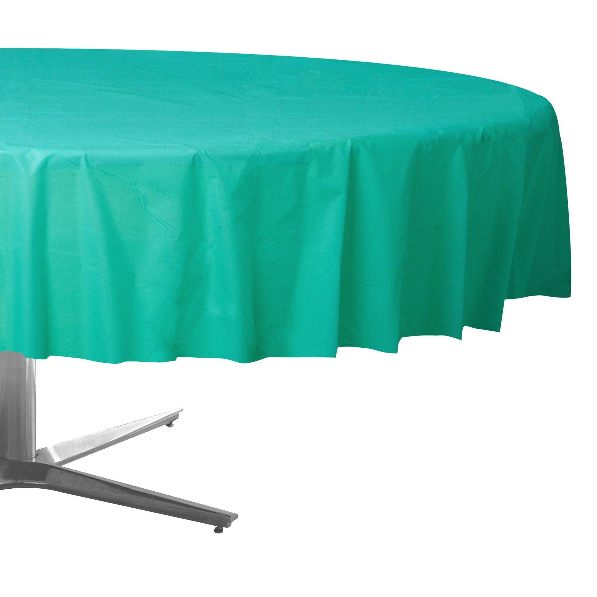 Round Plastic Table Cover. 84in. Assorted Colors - Image 3