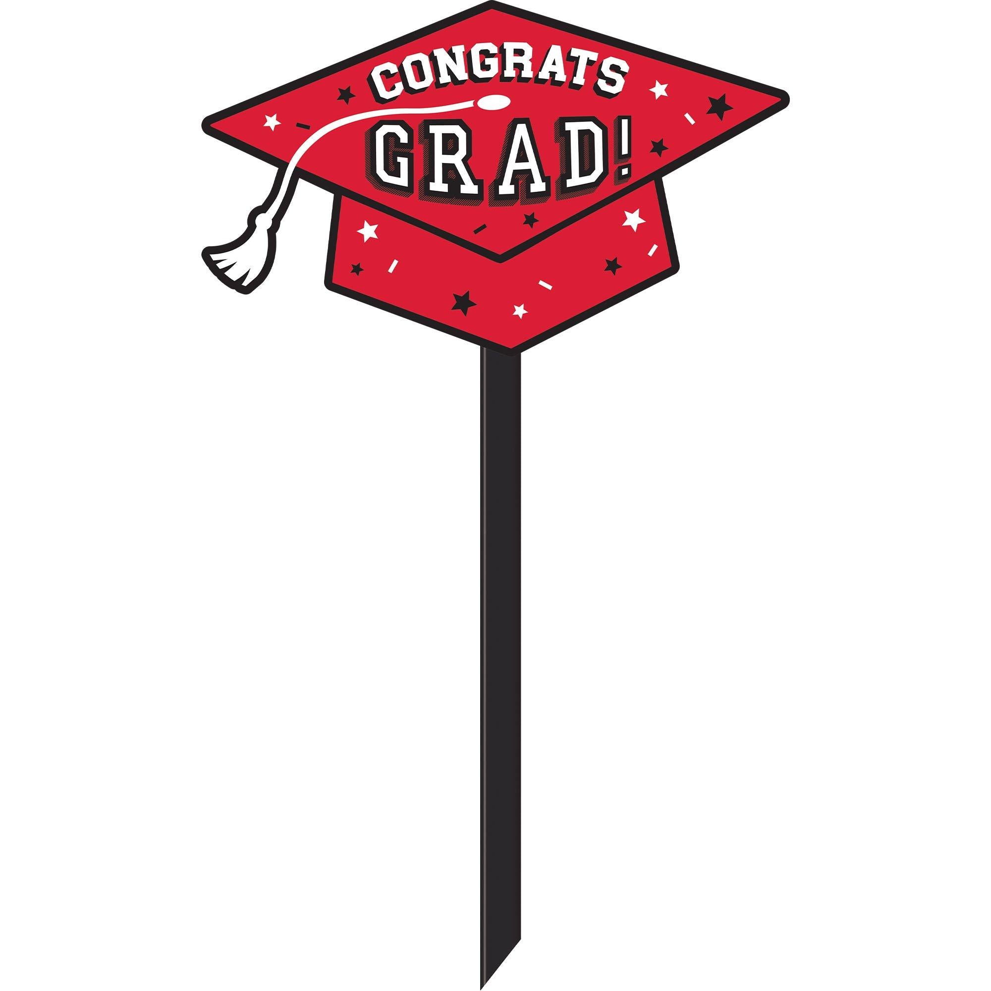 Congrats Grad Plastic Yard Stake. 20.5in. Assorted Colors - Image 2