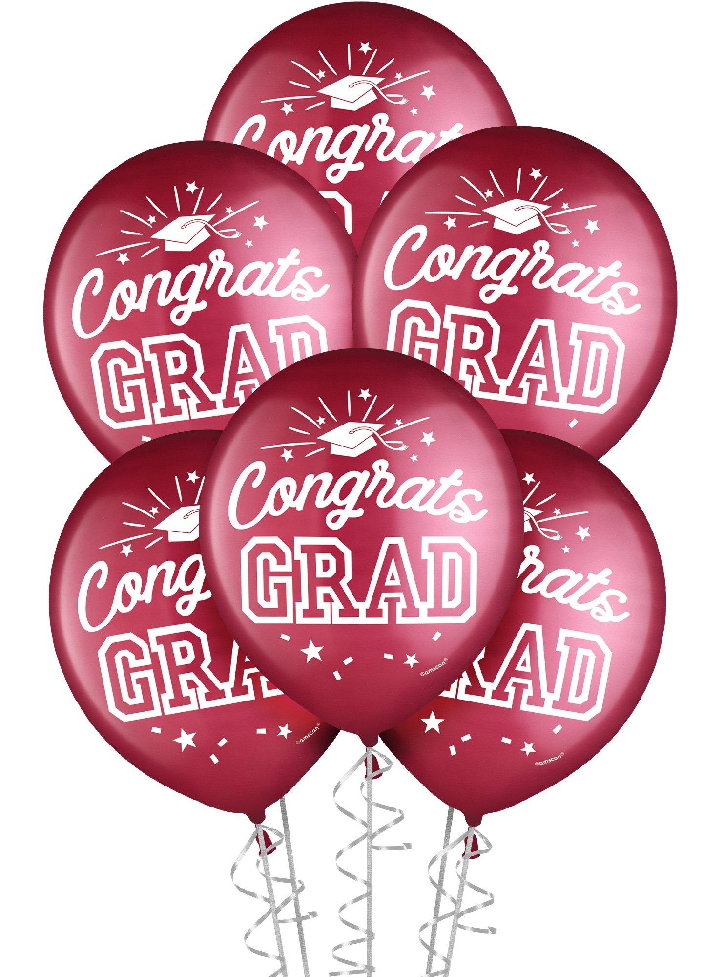 15ct. 12in. Congrats Grad Latex Balloons. Assorted Colors - Image 2