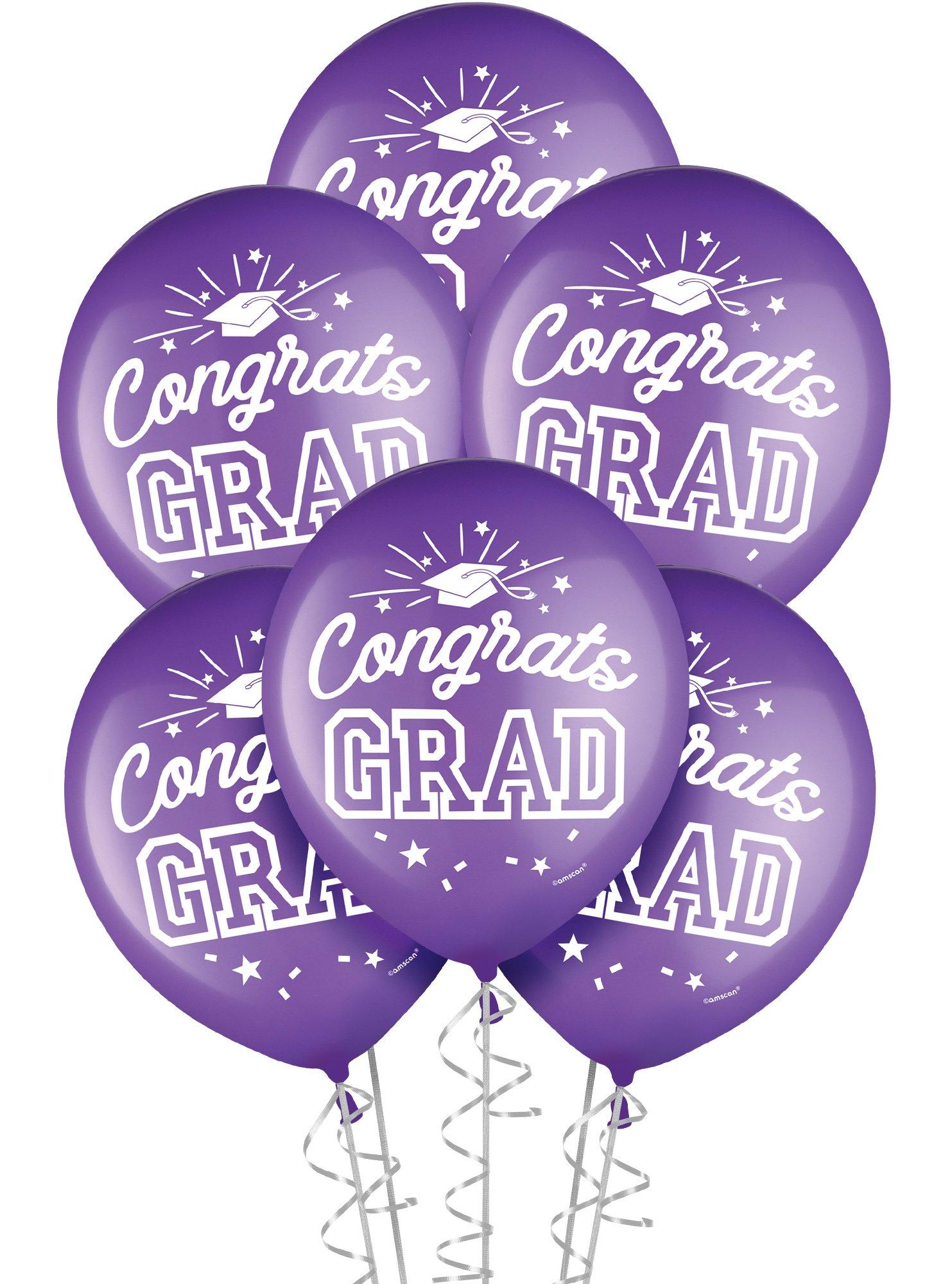 15ct. 12in. Congrats Grad Latex Balloons. Assorted Colors - Image 6
