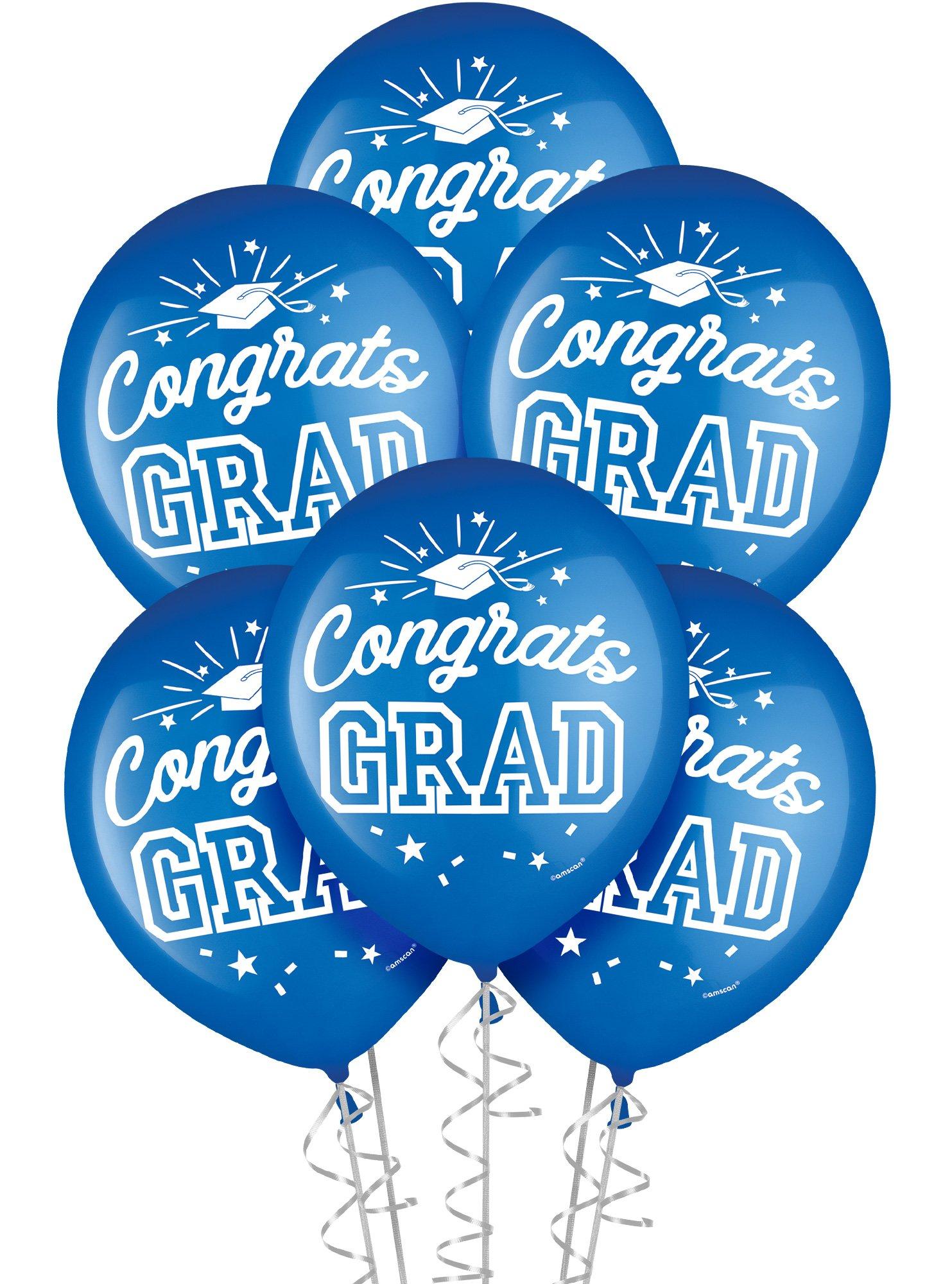 15ct. 12in. Congrats Grad Latex Balloons. Assorted Colors - Image 8