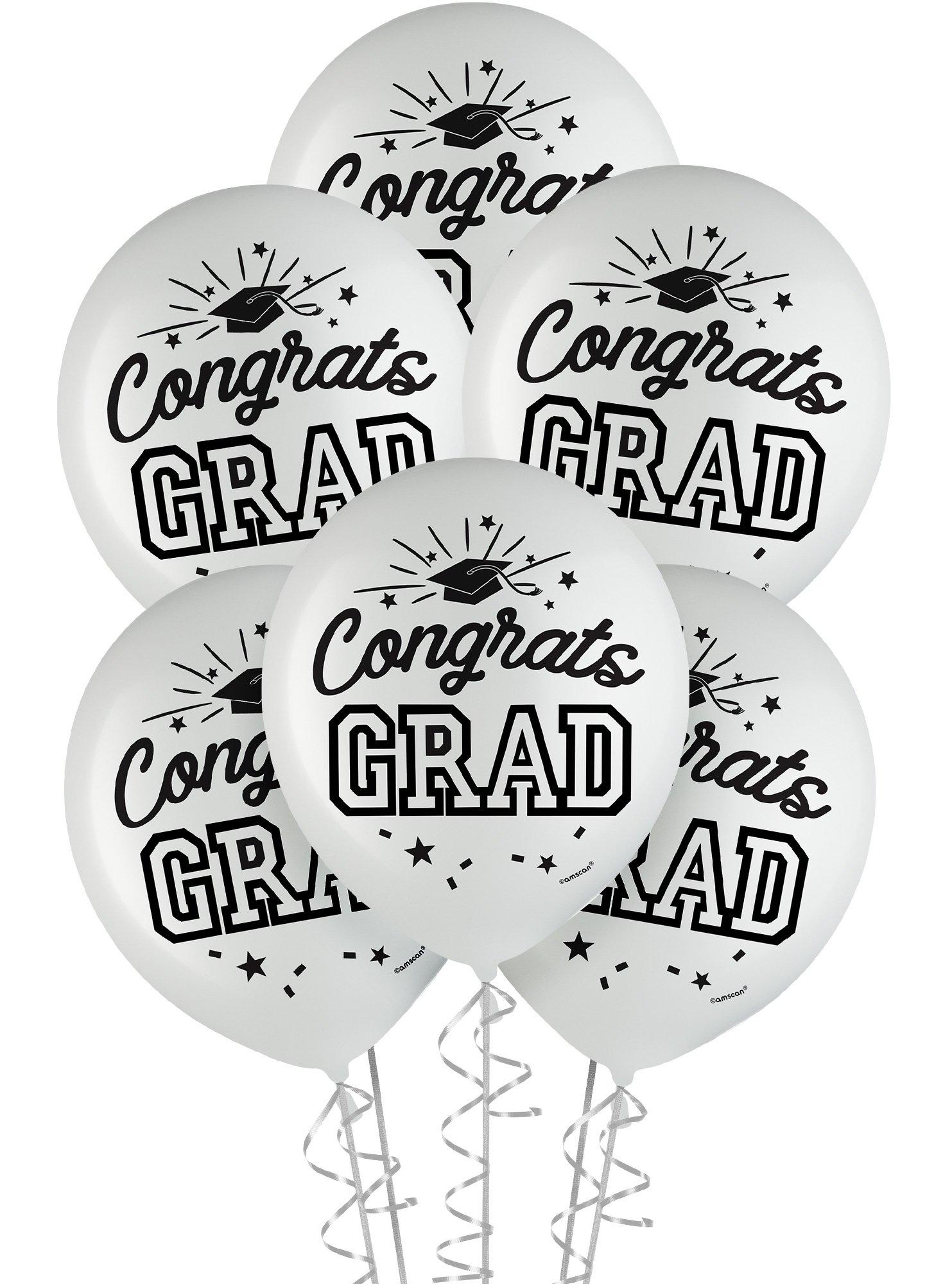 15ct. 12in. Congrats Grad Latex Balloons. Assorted Colors