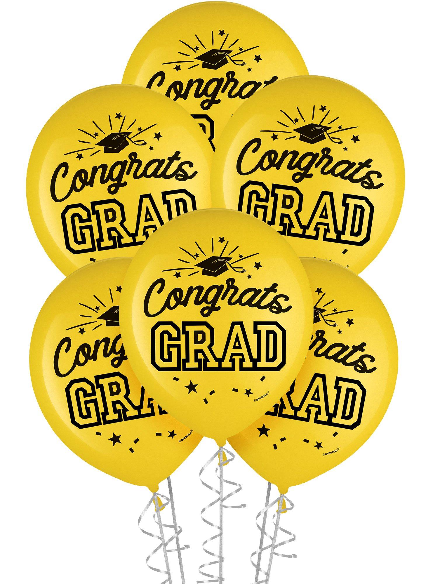 15ct. 12in. Congrats Grad Latex Balloons. Assorted Colors - Image 10