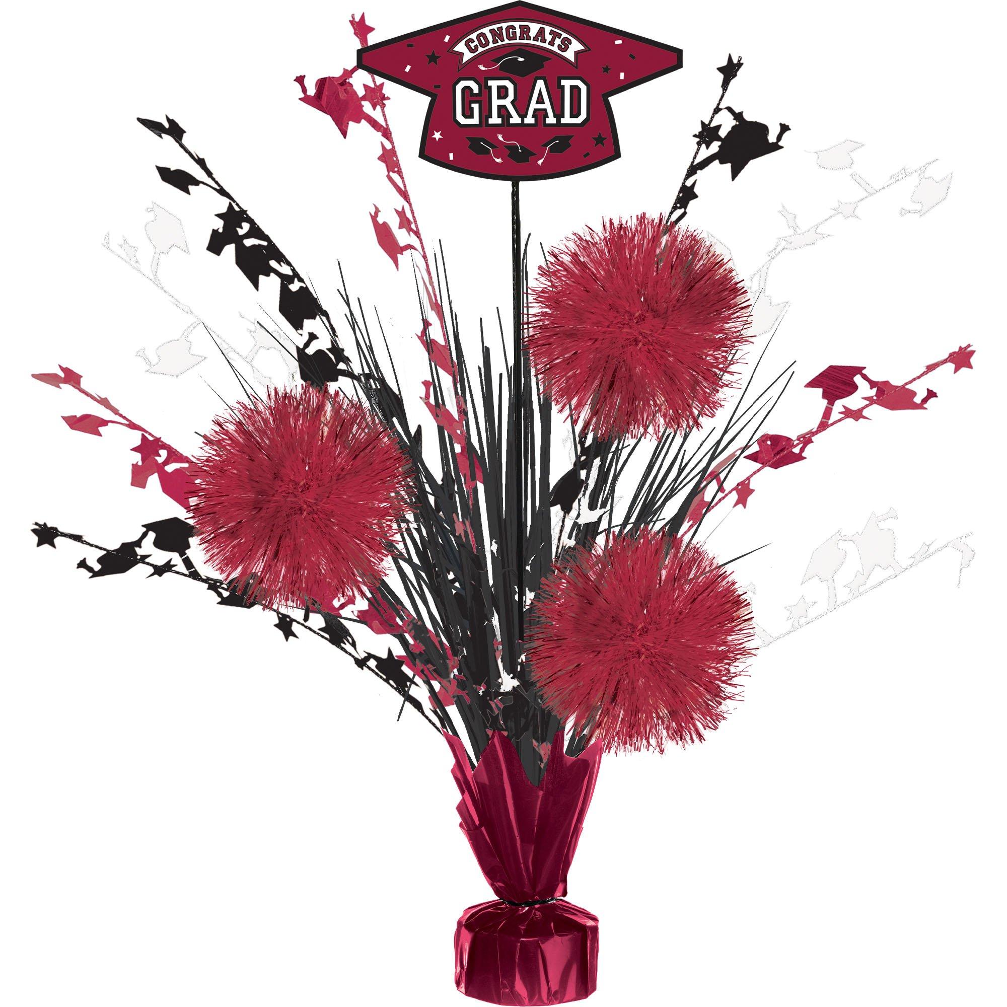 Congrats Grad Tinsel Burst Spray Centerpiece. 18in. Assorted Colors