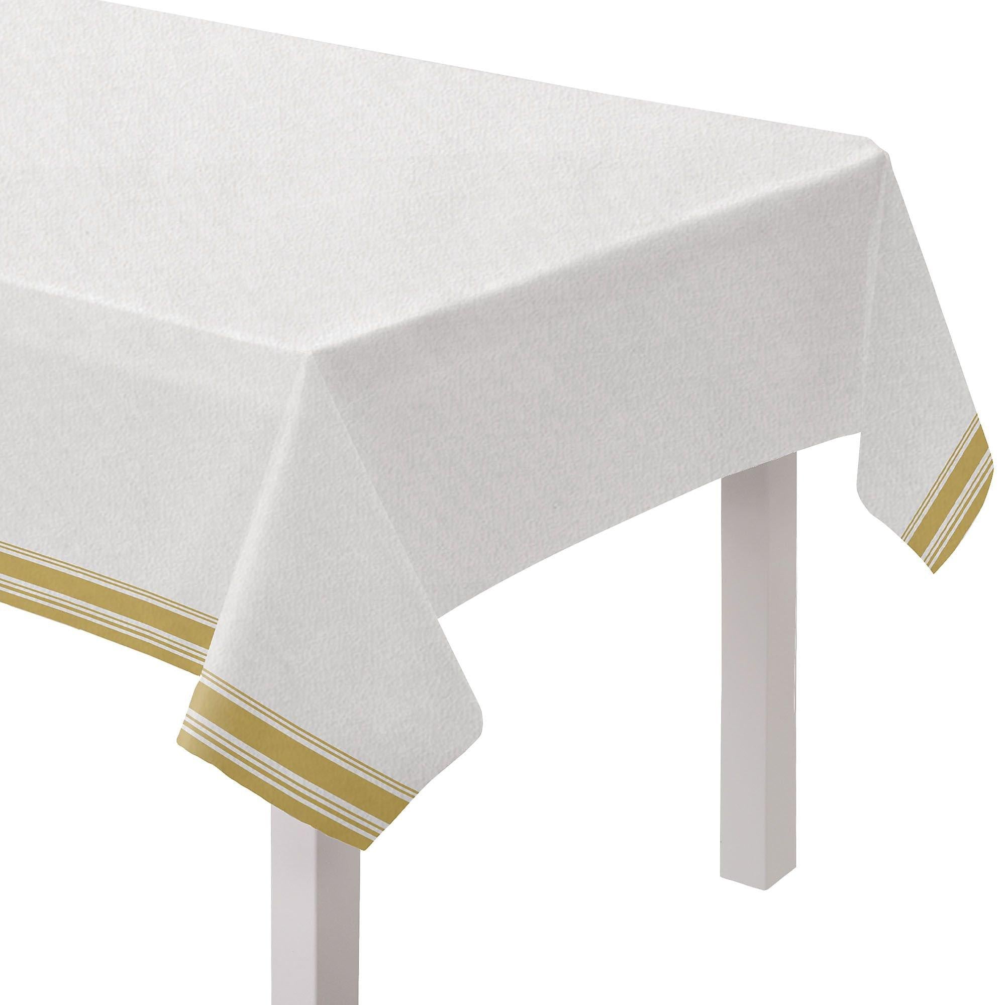 Striped Border Premium Paper Table Cover. 54in x 102in. Assorted Colors