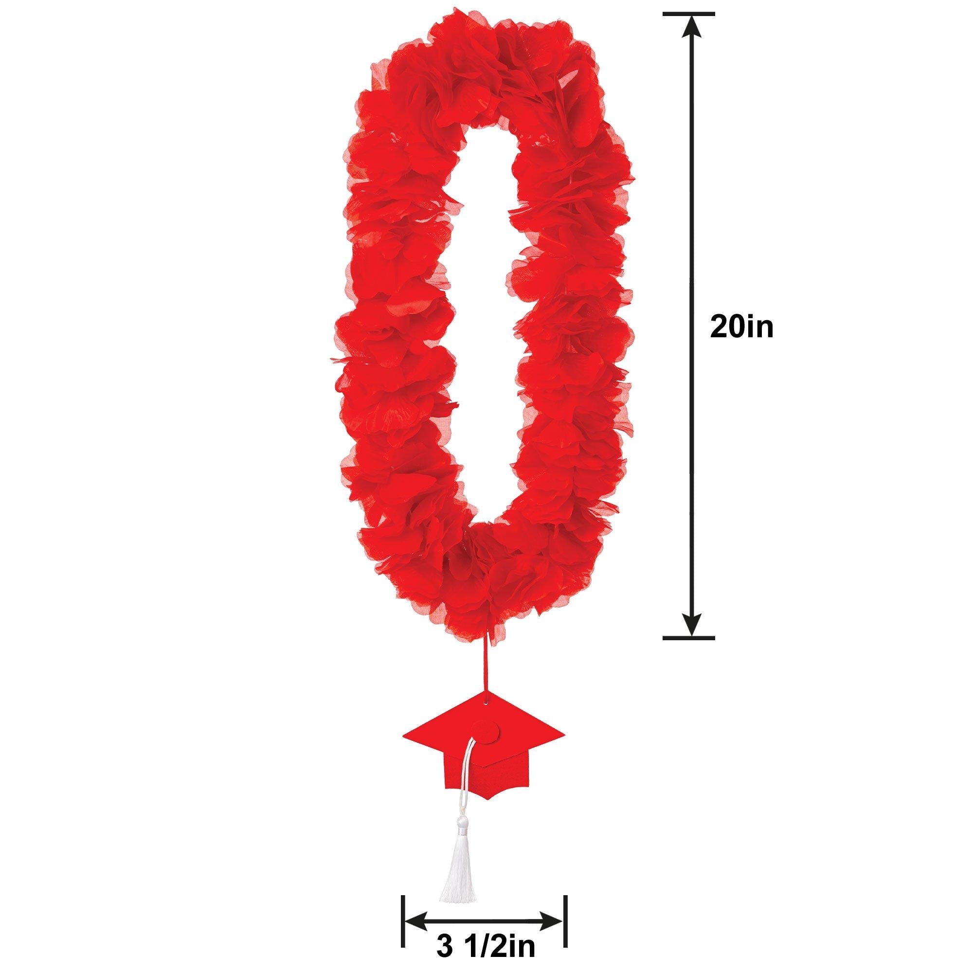 Fabric Lei with Graduation Cap Pendant. 20in. Assorted Colors - Image 3