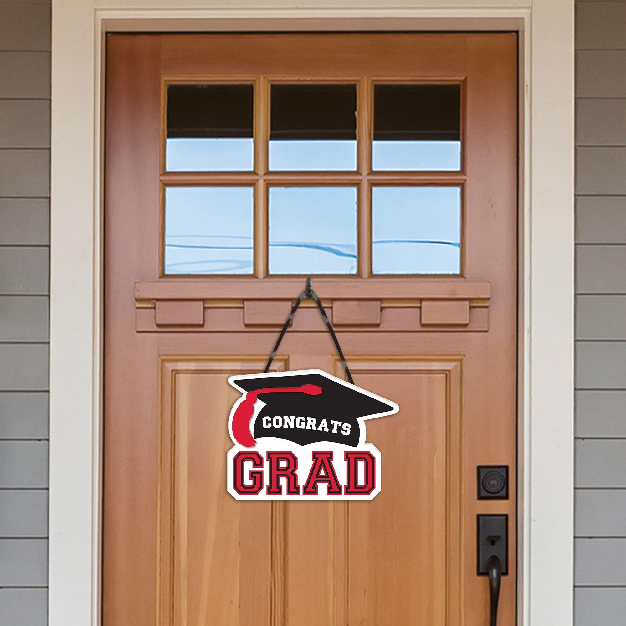Congrats Grad MDF Hanging Sign. 10.15in x 7.6in. Assorted Colors - Image 3