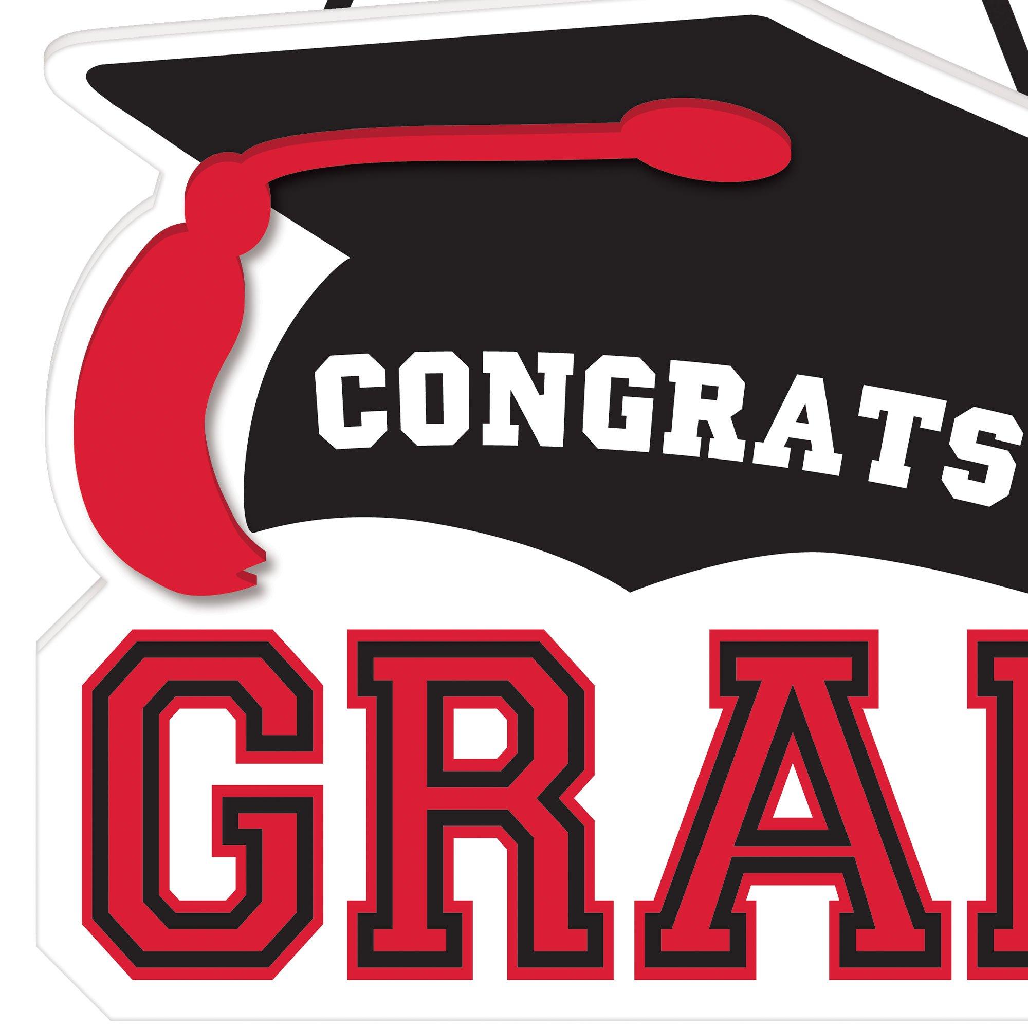 Congrats Grad MDF Hanging Sign. 10.15in x 7.6in. Assorted Colors - Image 4