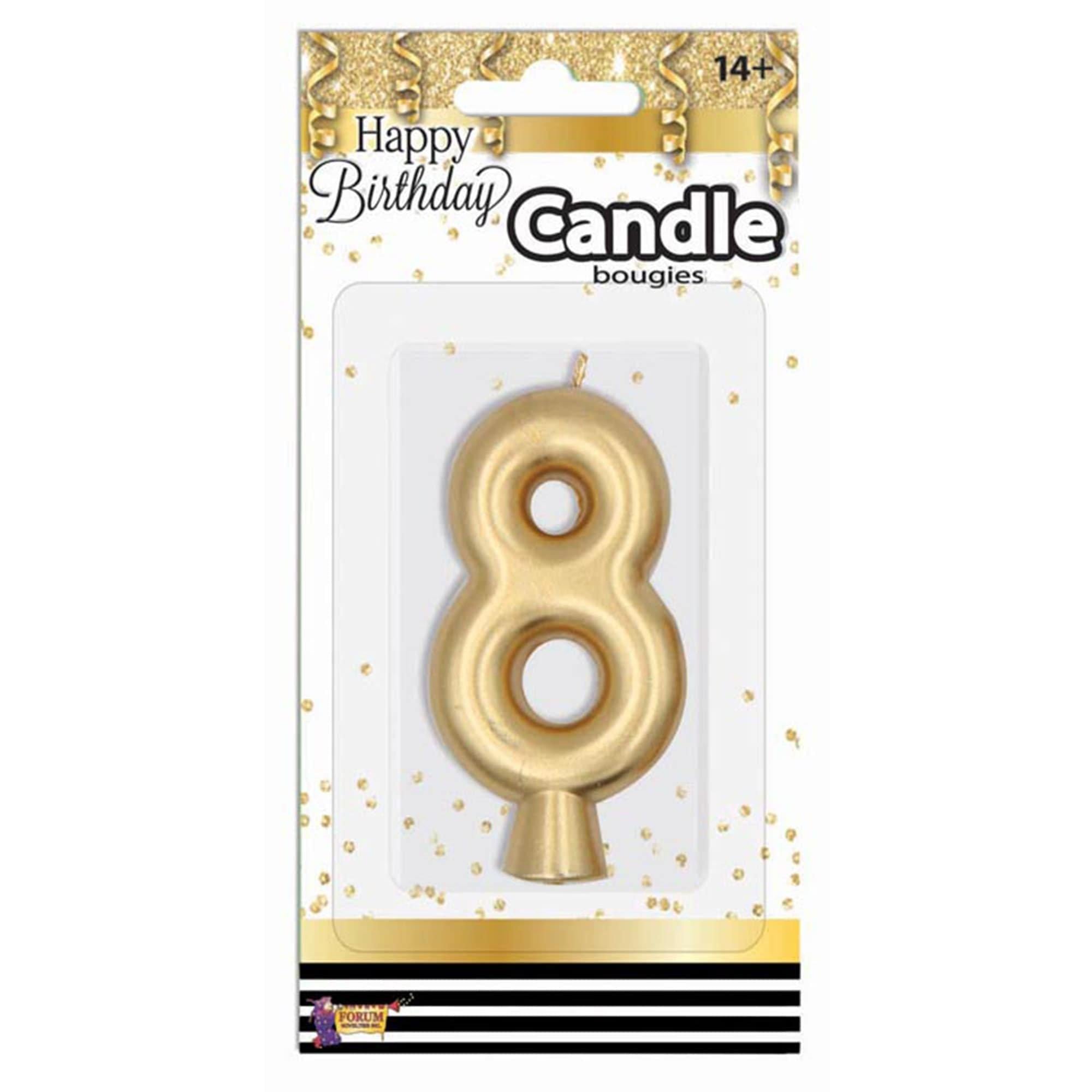 Birthday Number (0-9) Candle Gold Metallic. Assorted Colors - Image 16