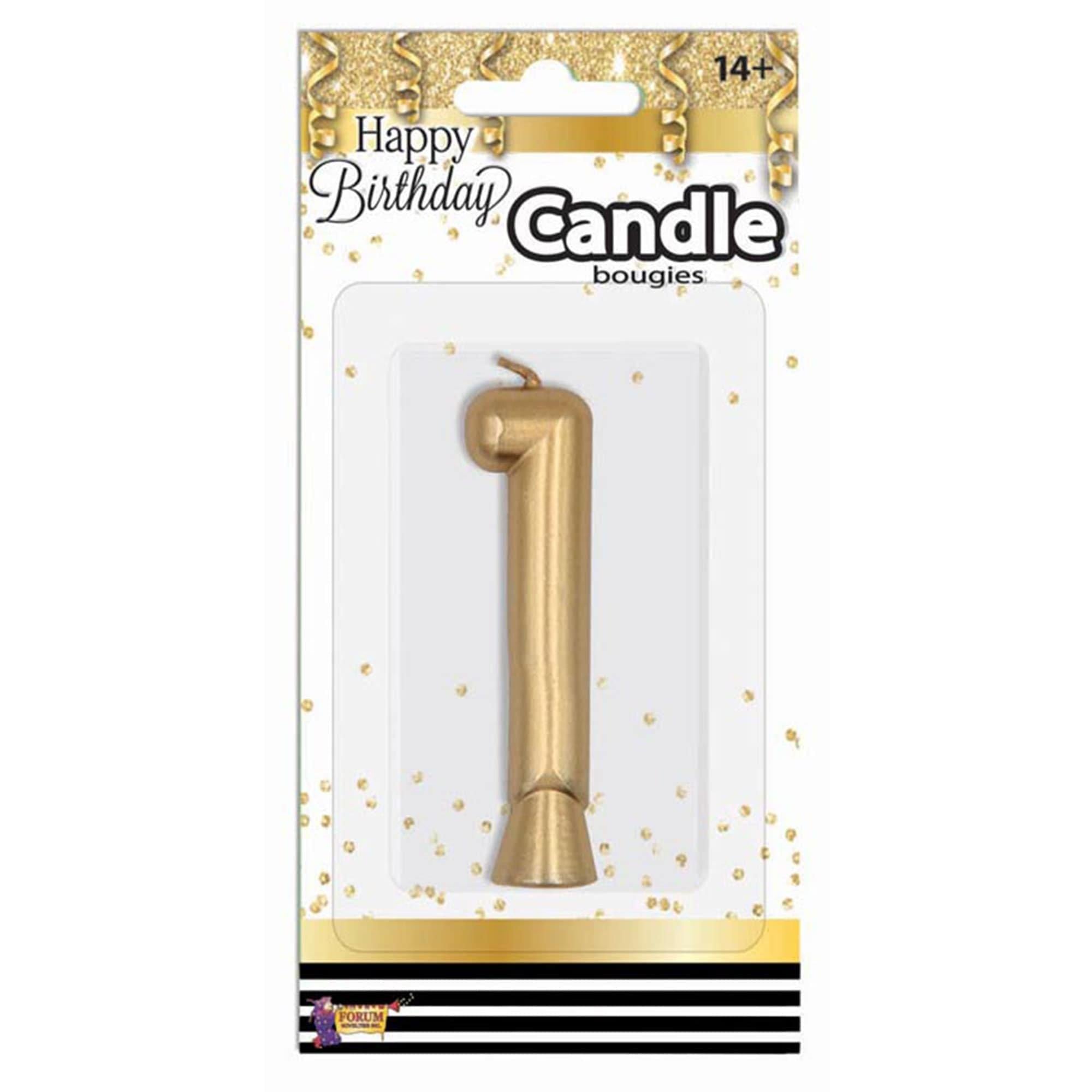 Birthday Number (0-9) Candle Gold Metallic. Assorted Colors - Image 4