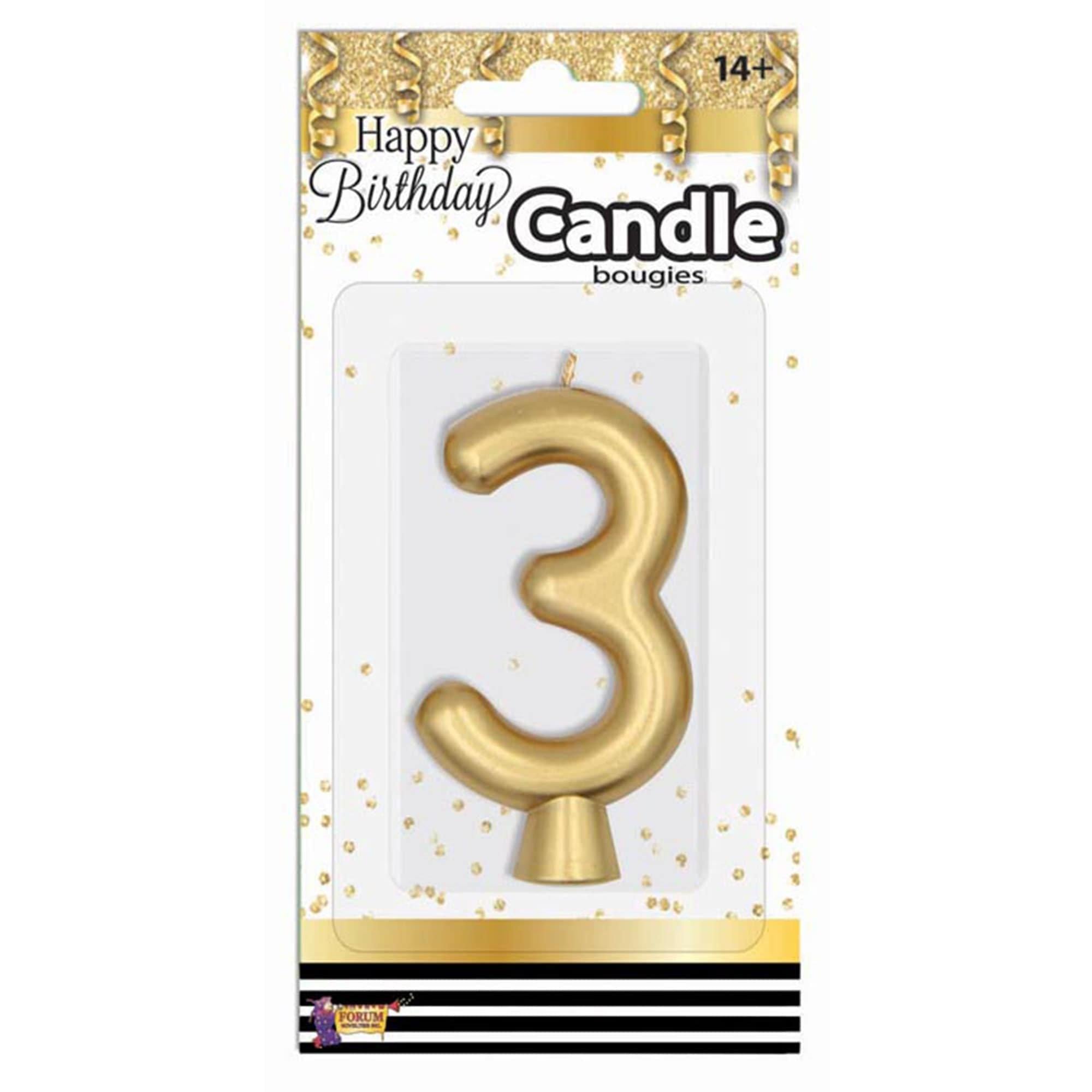 Birthday Number (0-9) Candle Gold Metallic. Assorted Colors - Image 8