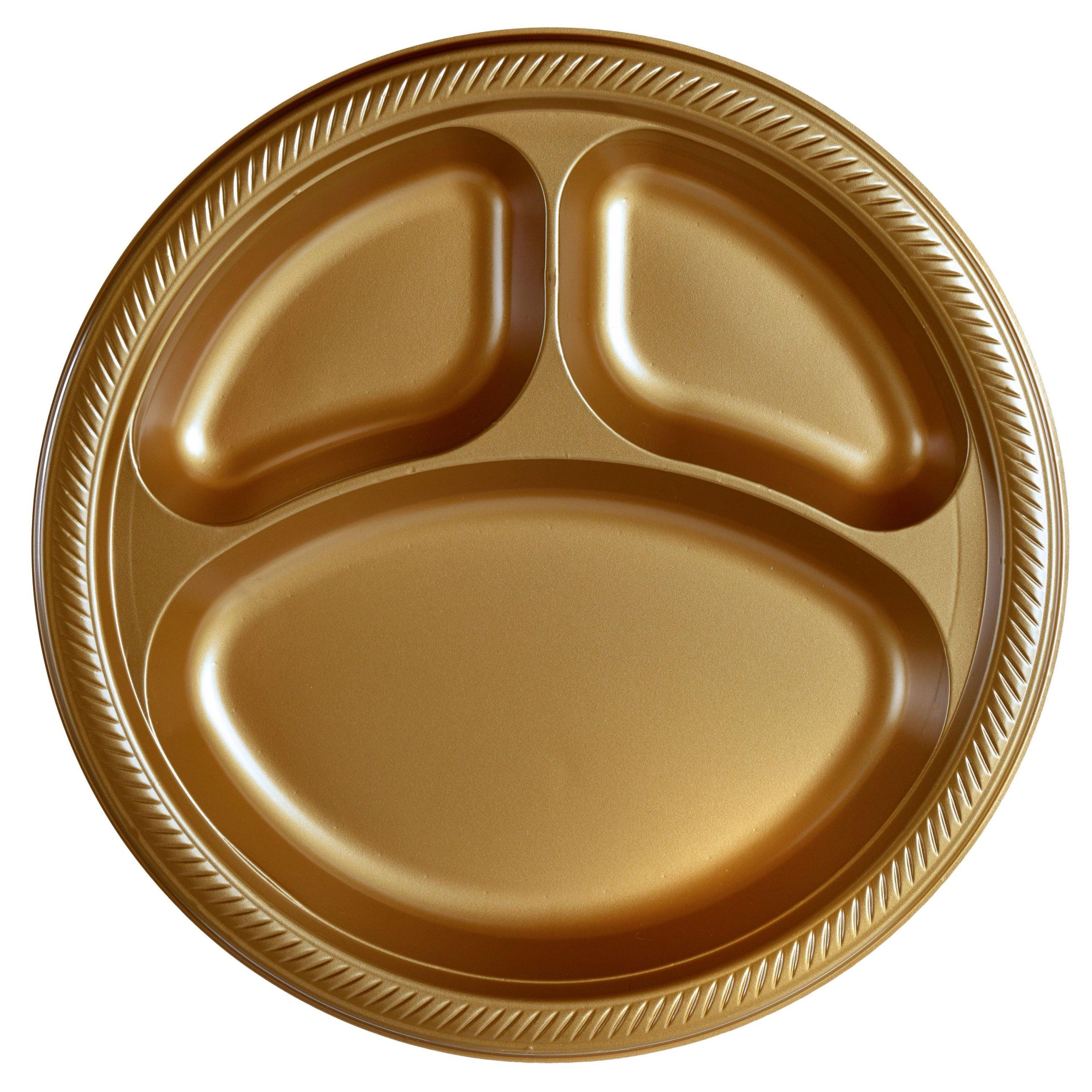 Plastic Divided Dinner Plates. 10.25in. Assorted Colors. Multiple Counts
