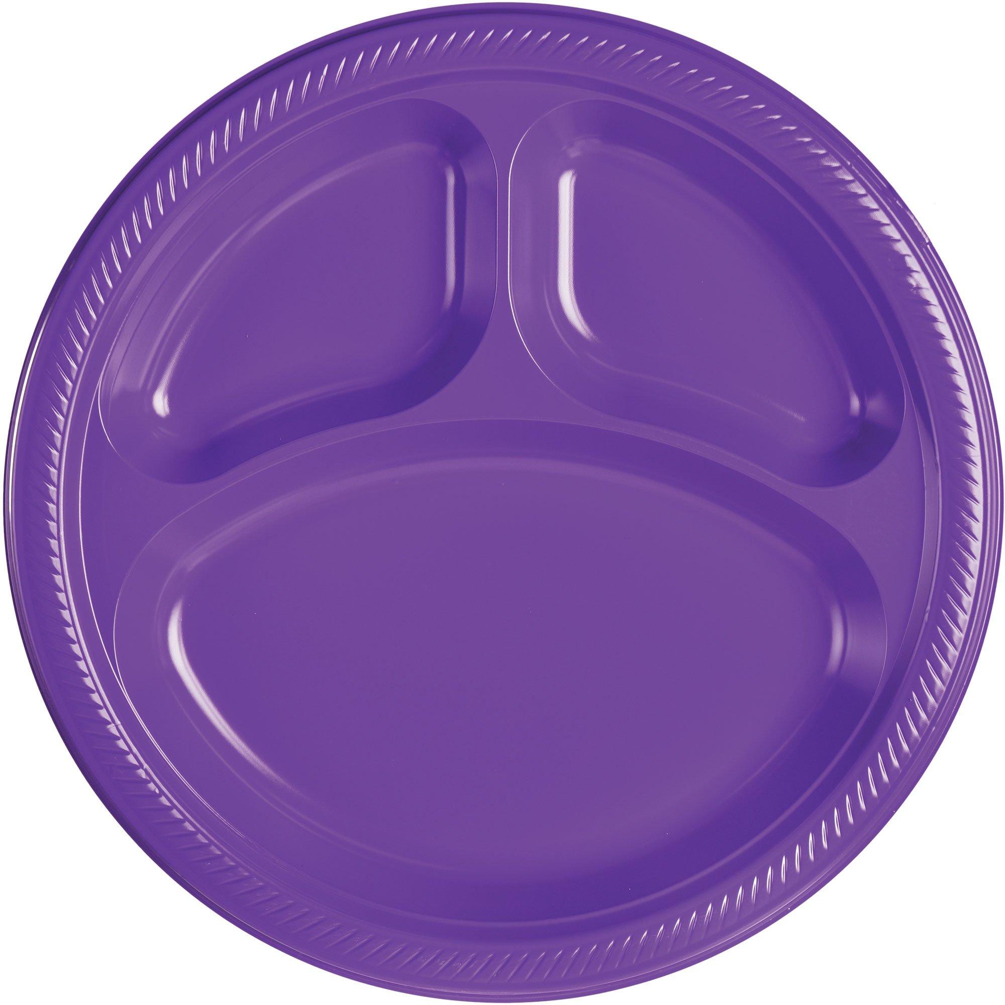 Plastic Divided Dinner Plates. 10.25in. Assorted Colors. Multiple Counts - Image 24