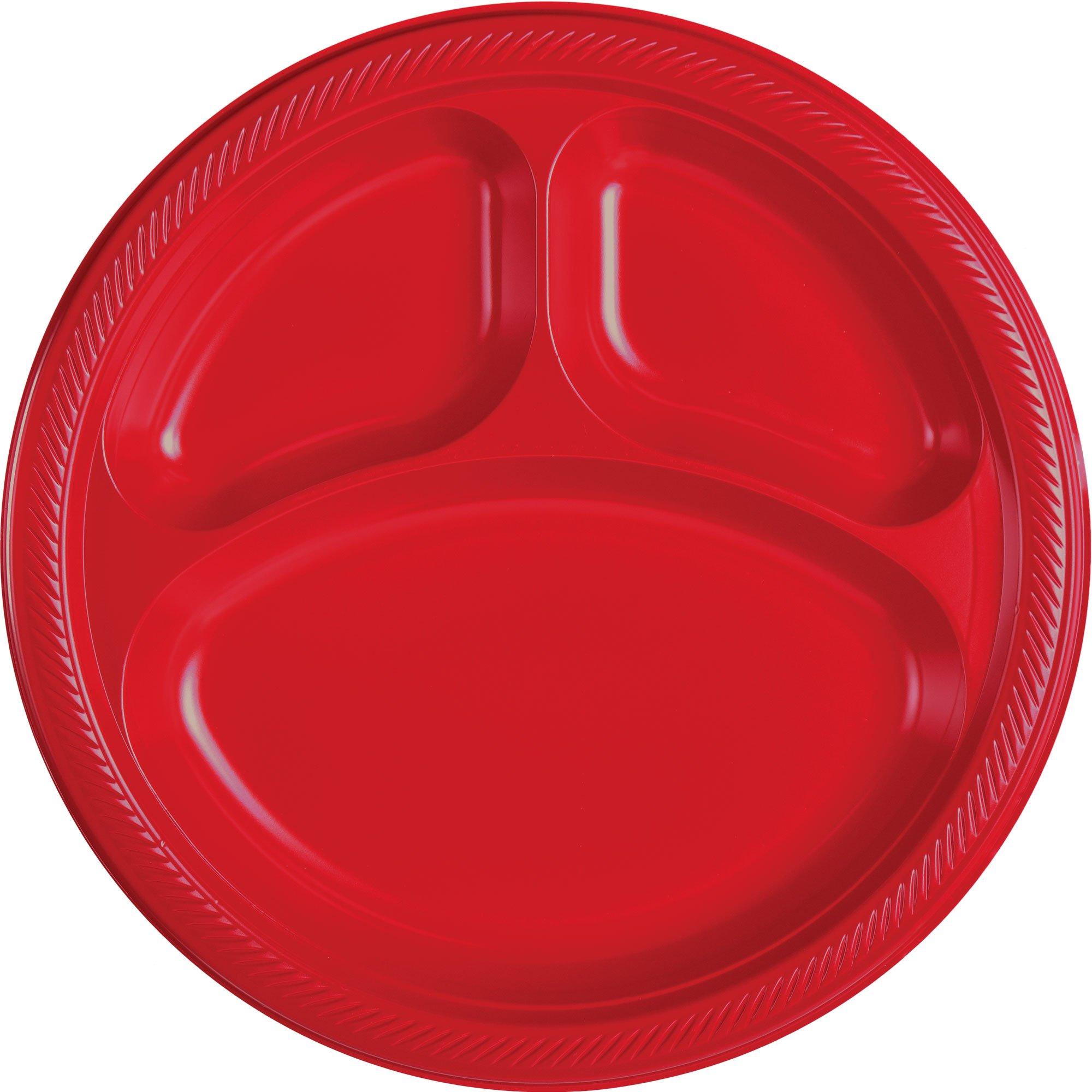 Plastic Divided Dinner Plates. 10.25in. Assorted Colors. Multiple Counts - Image 28