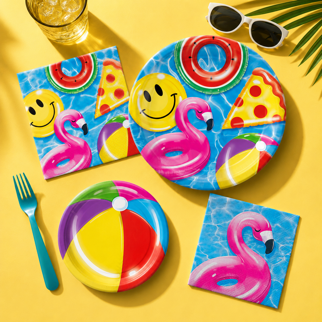 Cool Pool Party Flamingo Paper Beverage Napkins. 5in. 16ct - Image 3