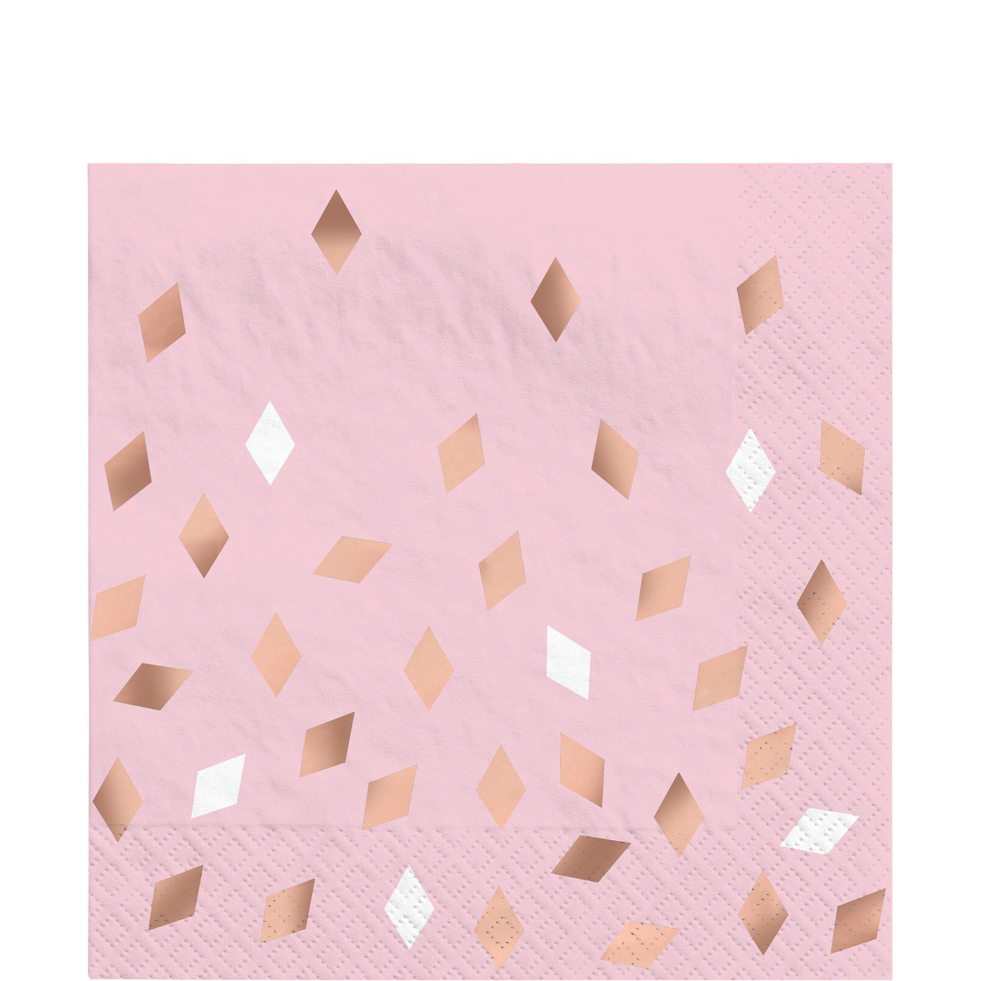 Metallic Blush Birthday Lunch or Beverage Napkins. 16ct - Image 3