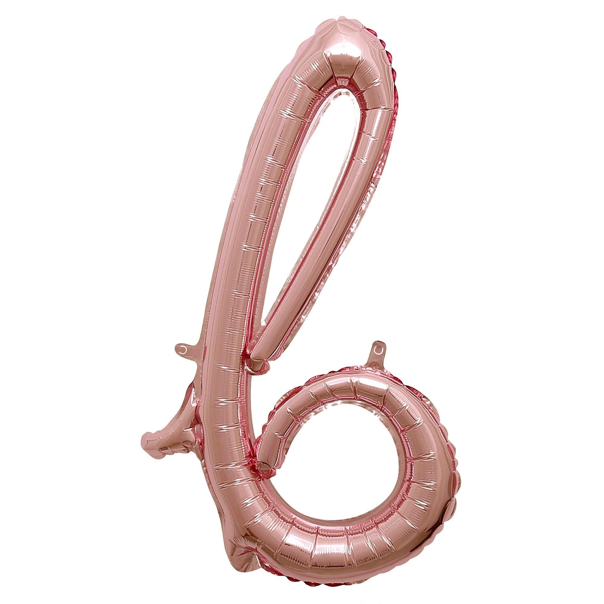 Air-Filled Rose Gold Lowercase Cursive Letter (A-Z) Foil Balloon. 10in x 8in
