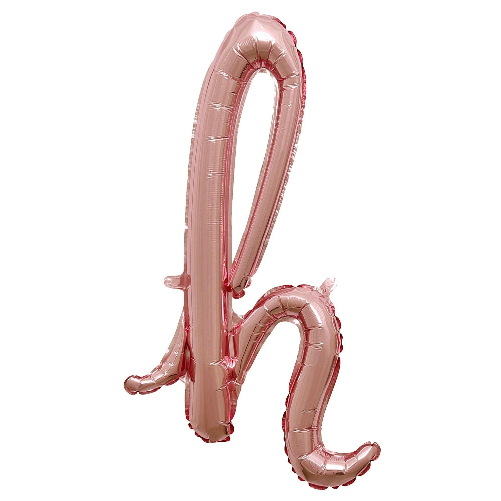Air-Filled Rose Gold Lowercase Cursive Letter (A-Z) Foil Balloon. 10in x 8in - Image 23