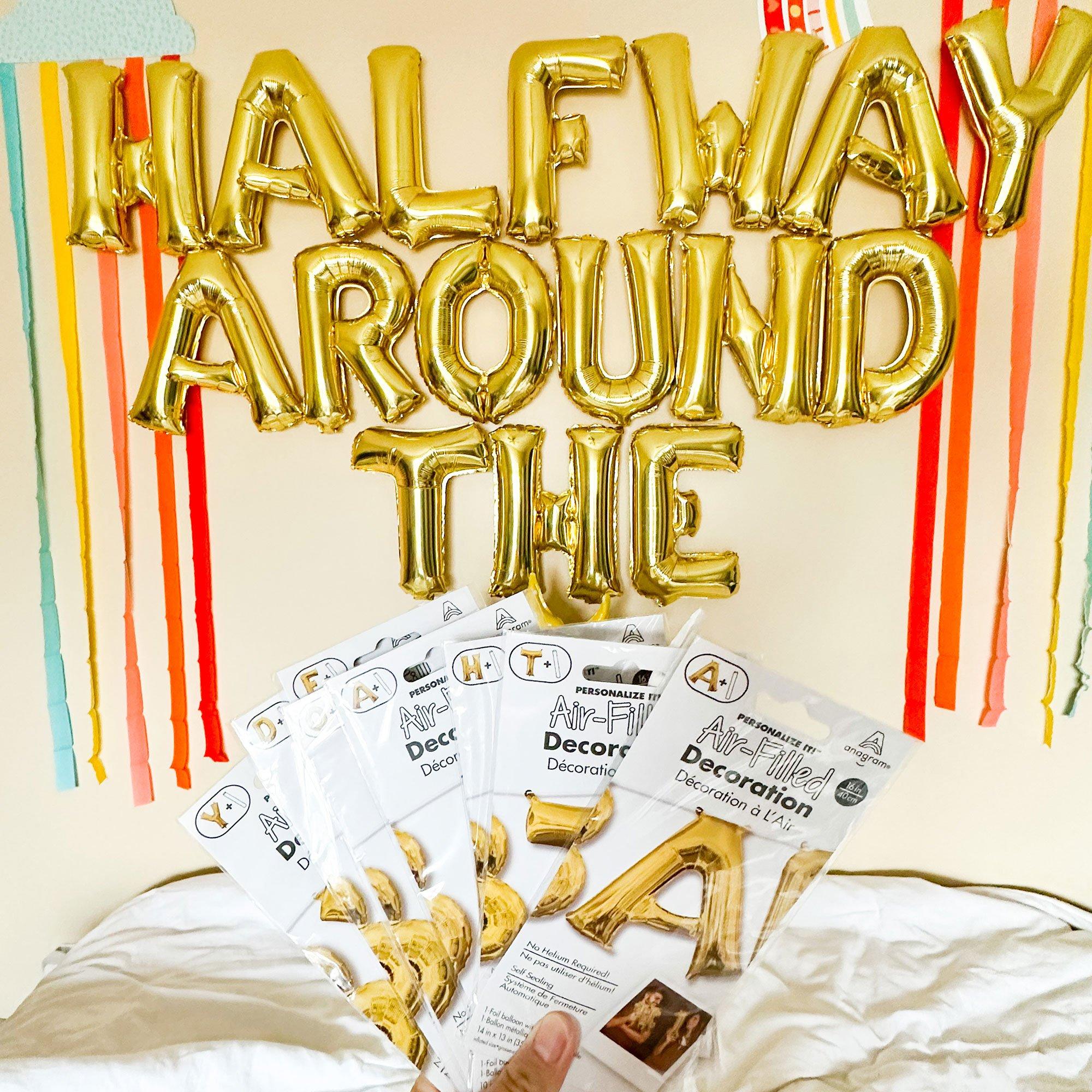 13in Air-Filled White Gold Letter (A-Z) Balloon - Image 28
