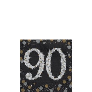 Birthday Beverage Napkins 16ct - Sparkling Celebration. Ages 70. 80. 90. 100
