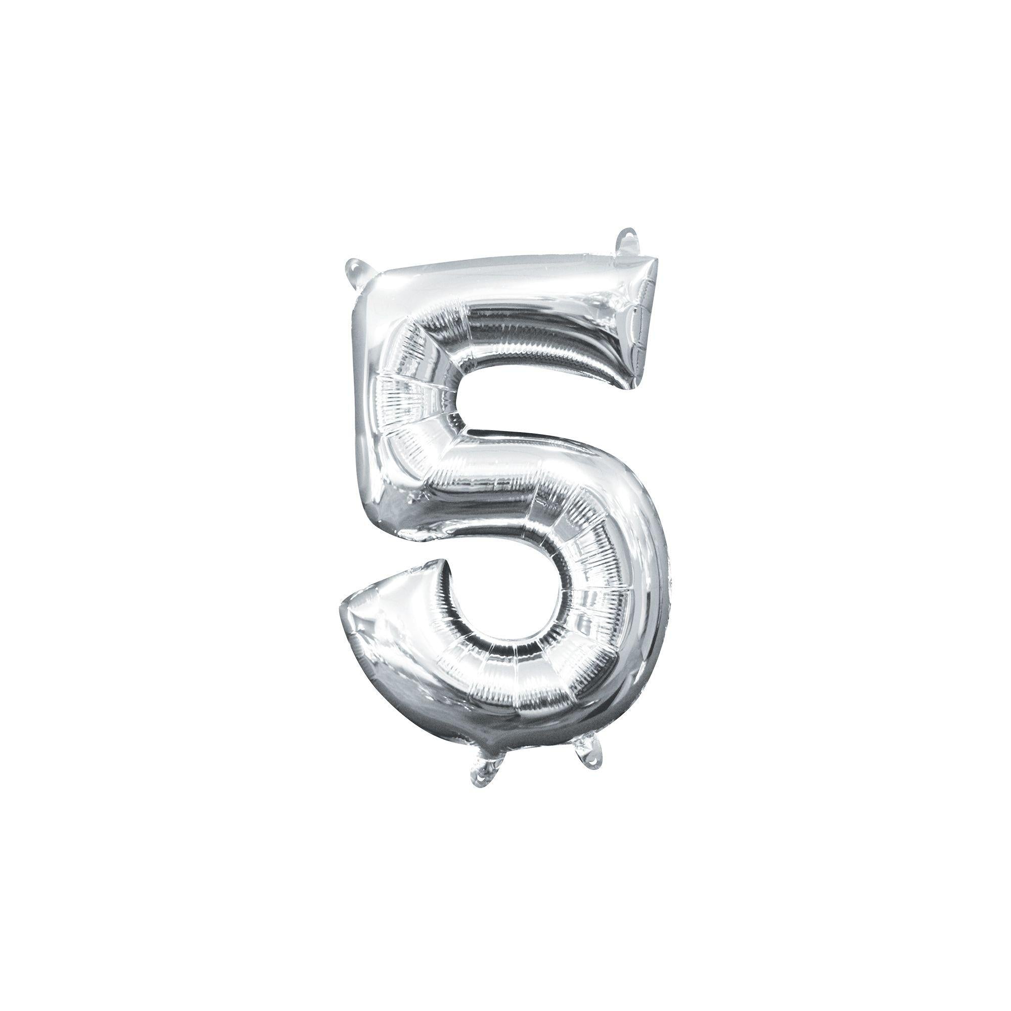 13in Air-Filled Silver Number (0-9) Balloons - Image 18