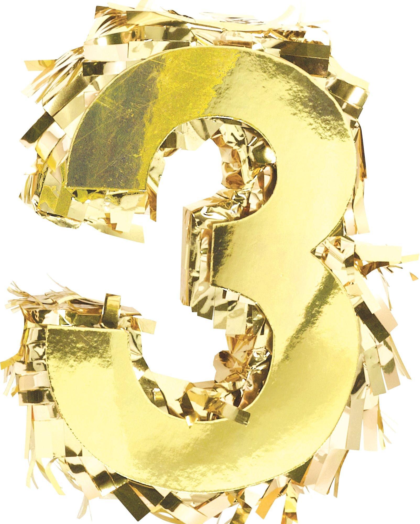 Mini Metallic Gold Number (0-9) Pinata Decoration - Image 4