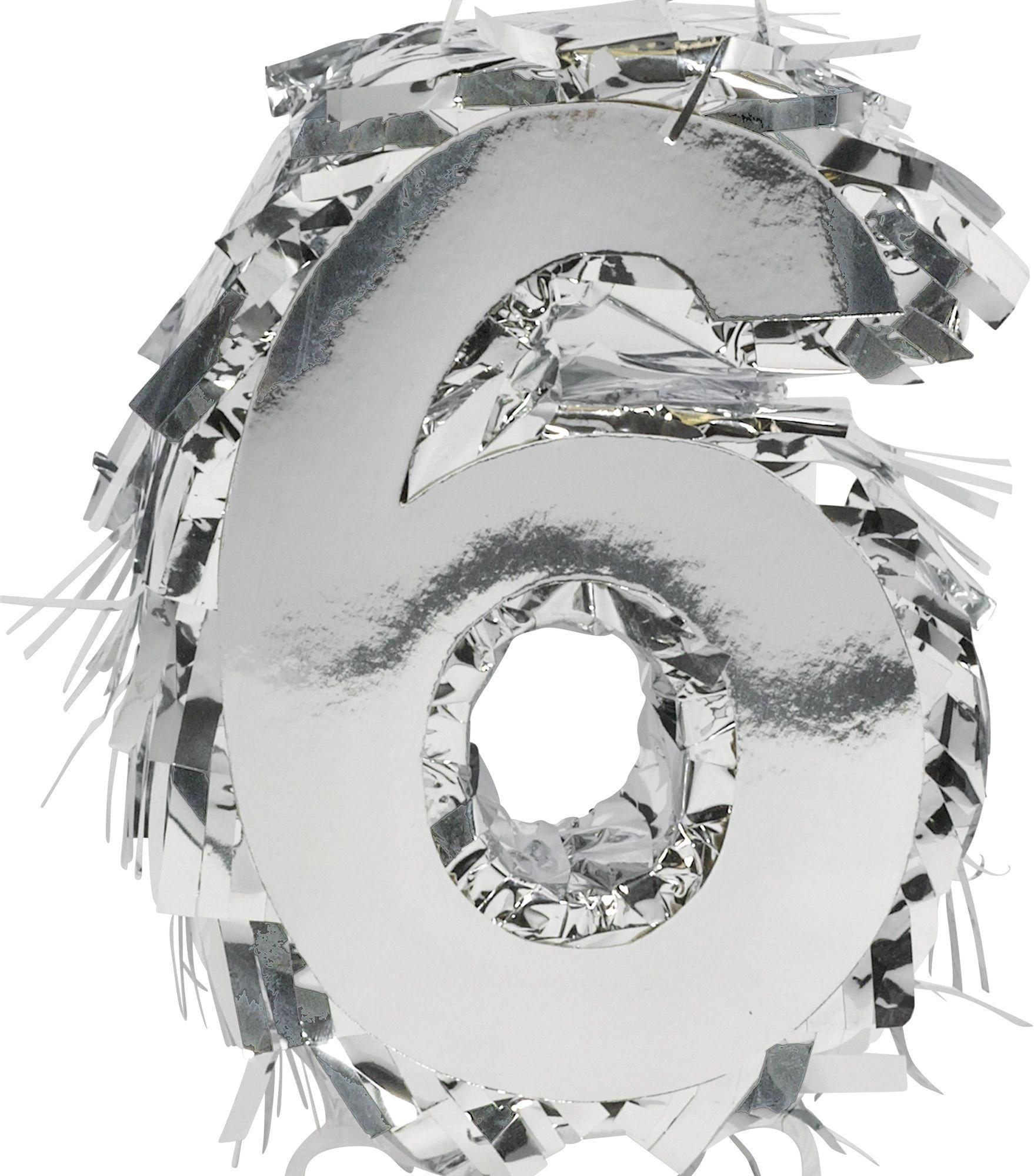 Mini Metallic Silver Number (0-9) Pinata Decoration - Image 9