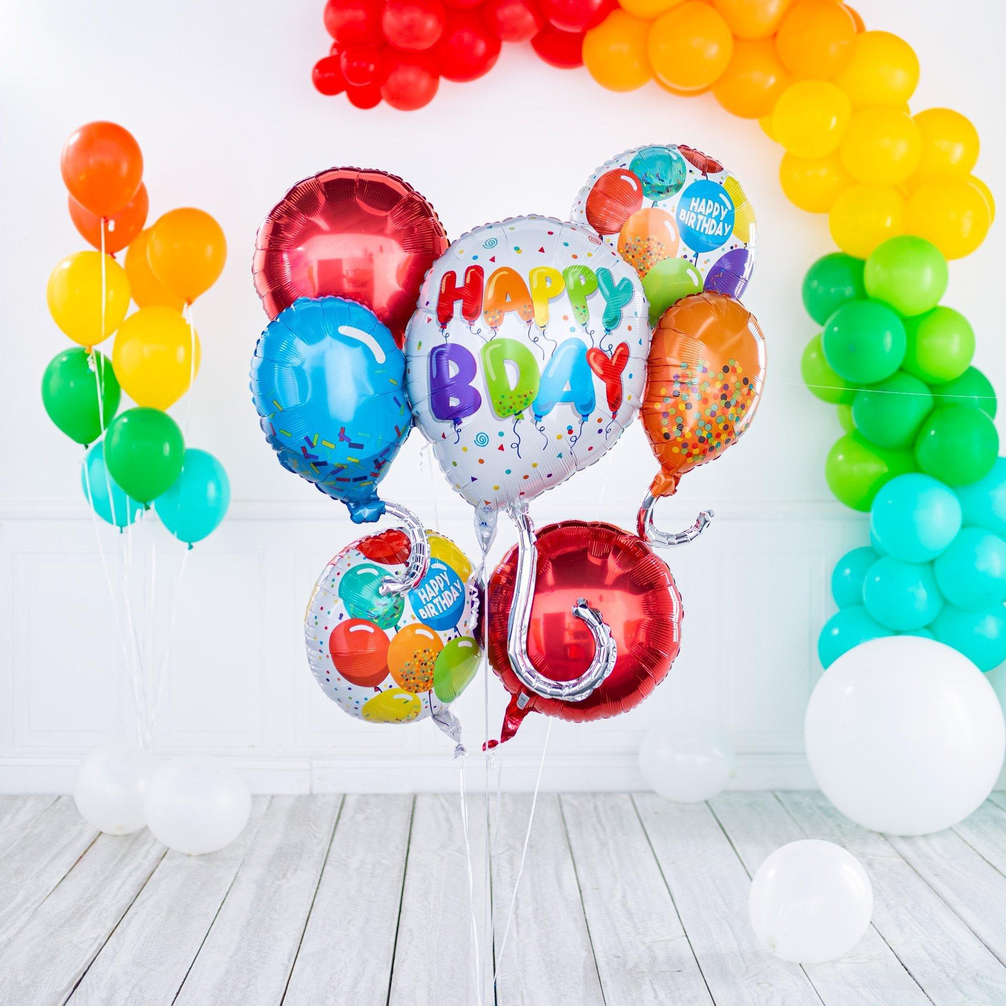 Multicolor Birthday Celebration Foil Balloon Bouquet - Image 8