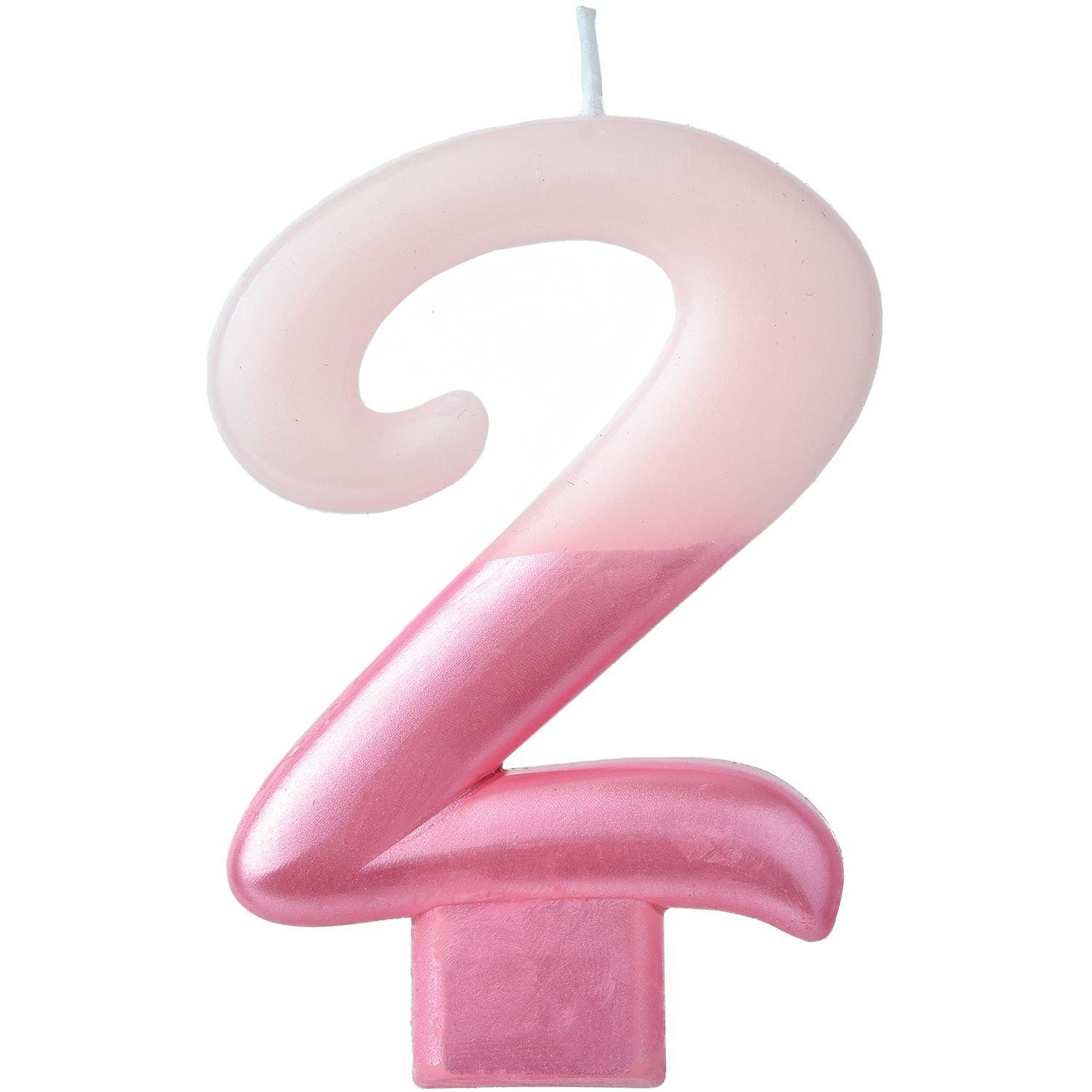 Metallic Dipped Pink Number (0-9) Birthday Candle 3 1/4in - Image 3