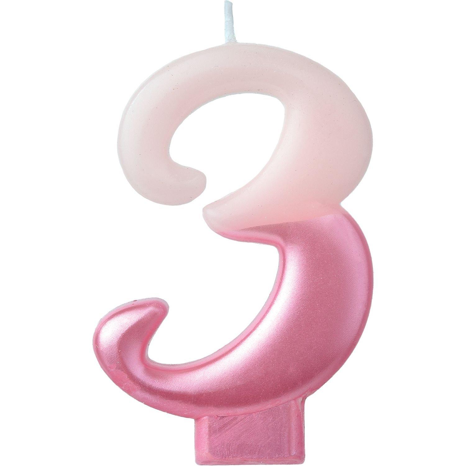 Metallic Dipped Pink Number (0-9) Birthday Candle 3 1/4in - Image 4