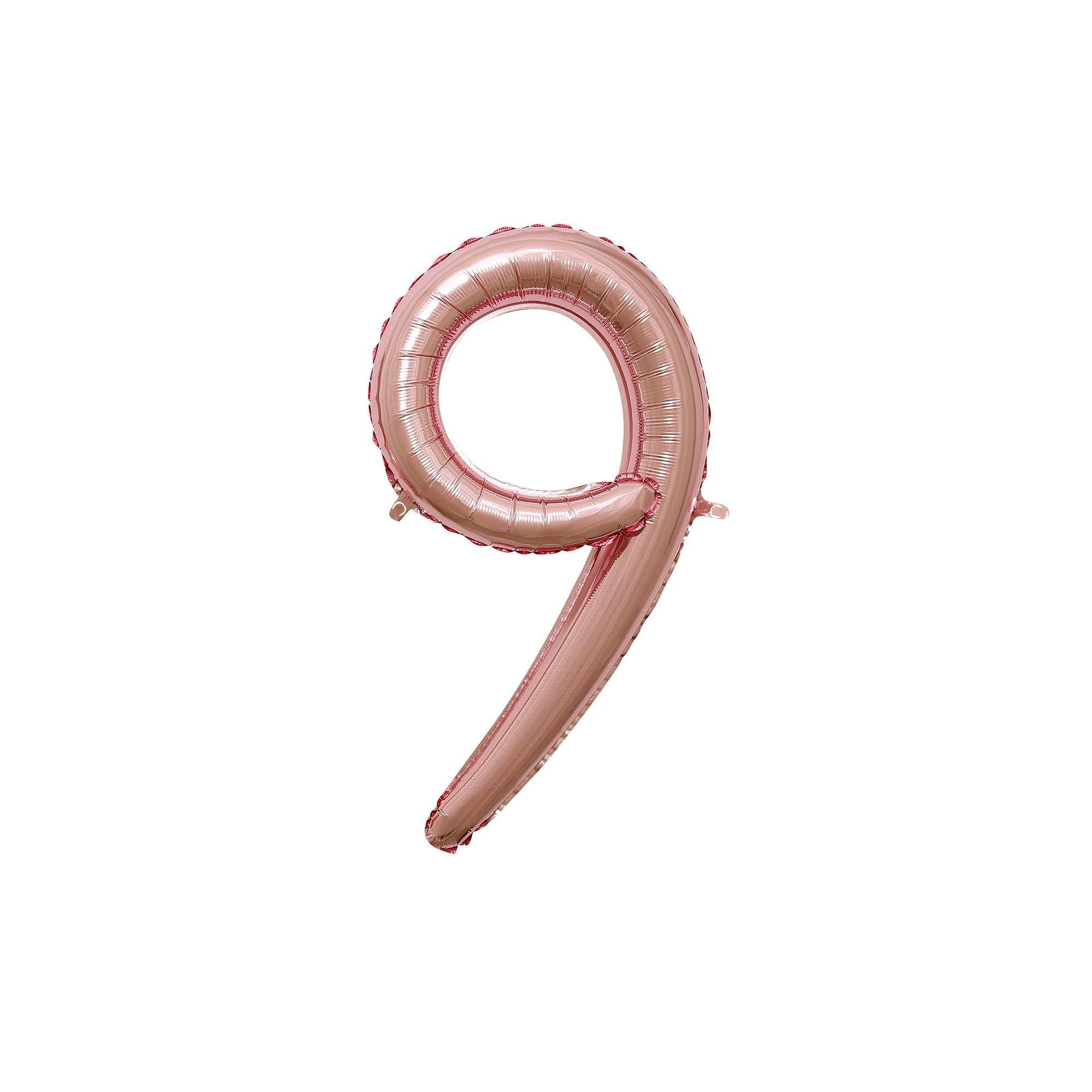 Air-Filled Rose Gold Cursive Number (0-9) Foil Balloon. 10in x 18in - Image 20