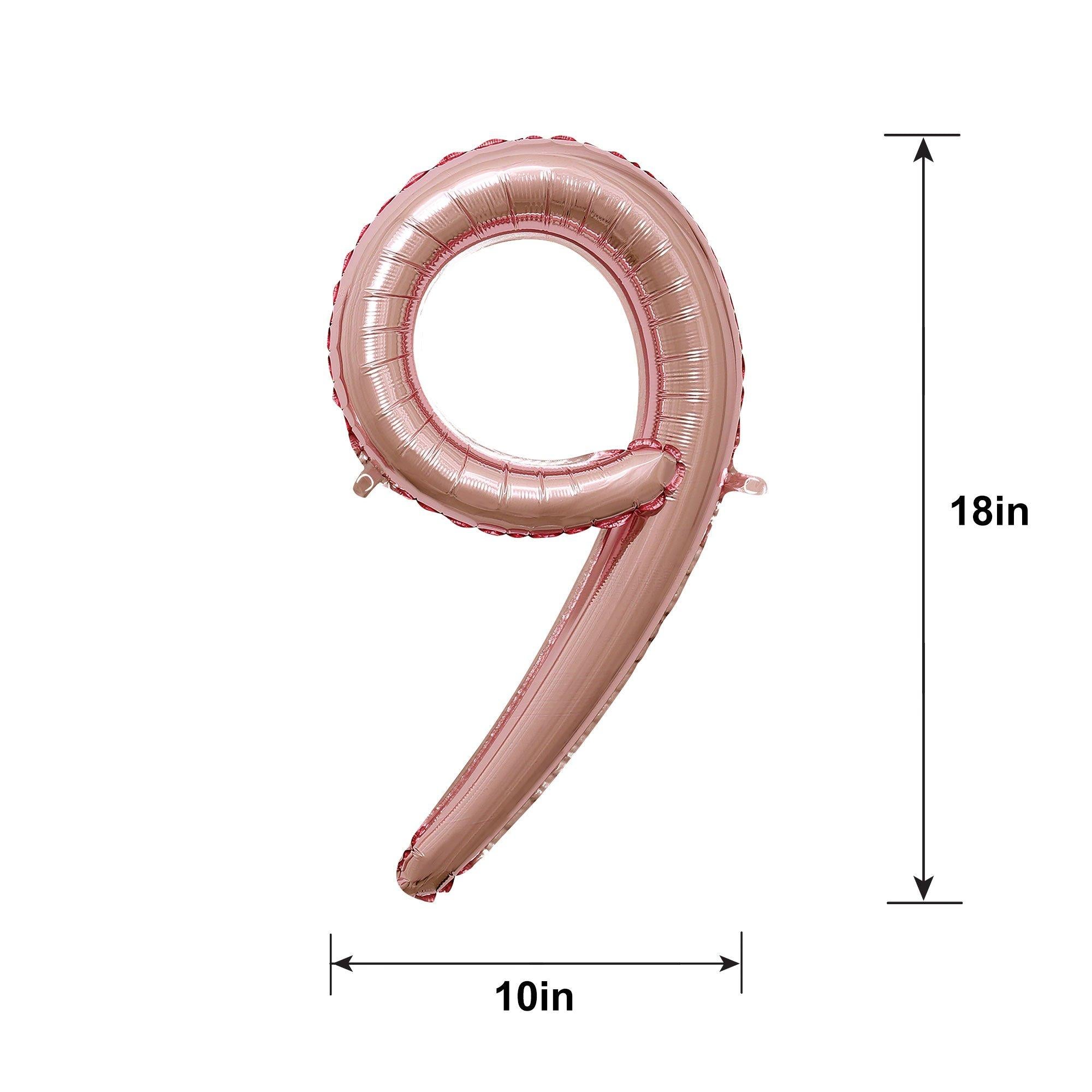 Air-Filled Rose Gold Cursive Number (0-9) Foil Balloon. 10in x 18in - Image 21
