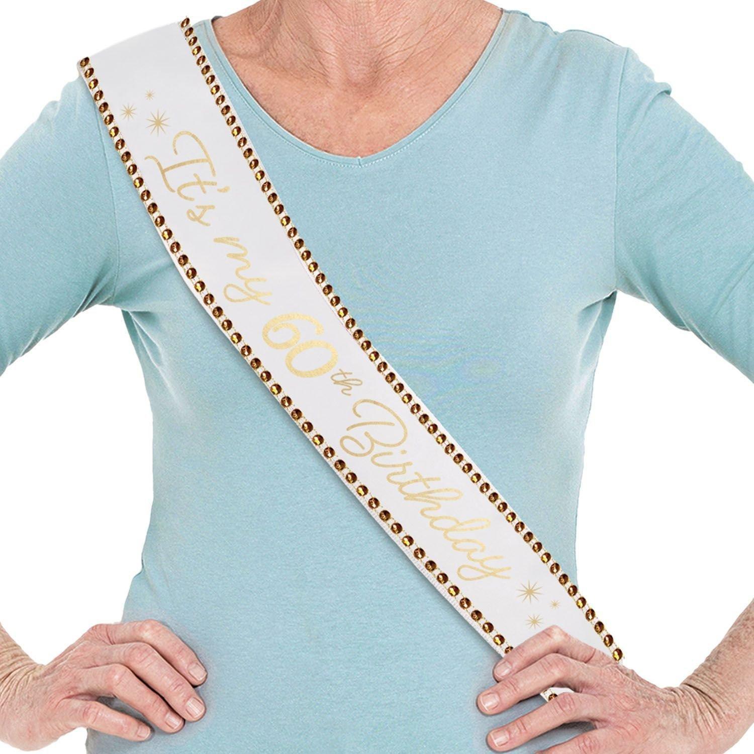 Rhinestone Golden Age Birthday Satin Sash. 30in. Ages - Image 8