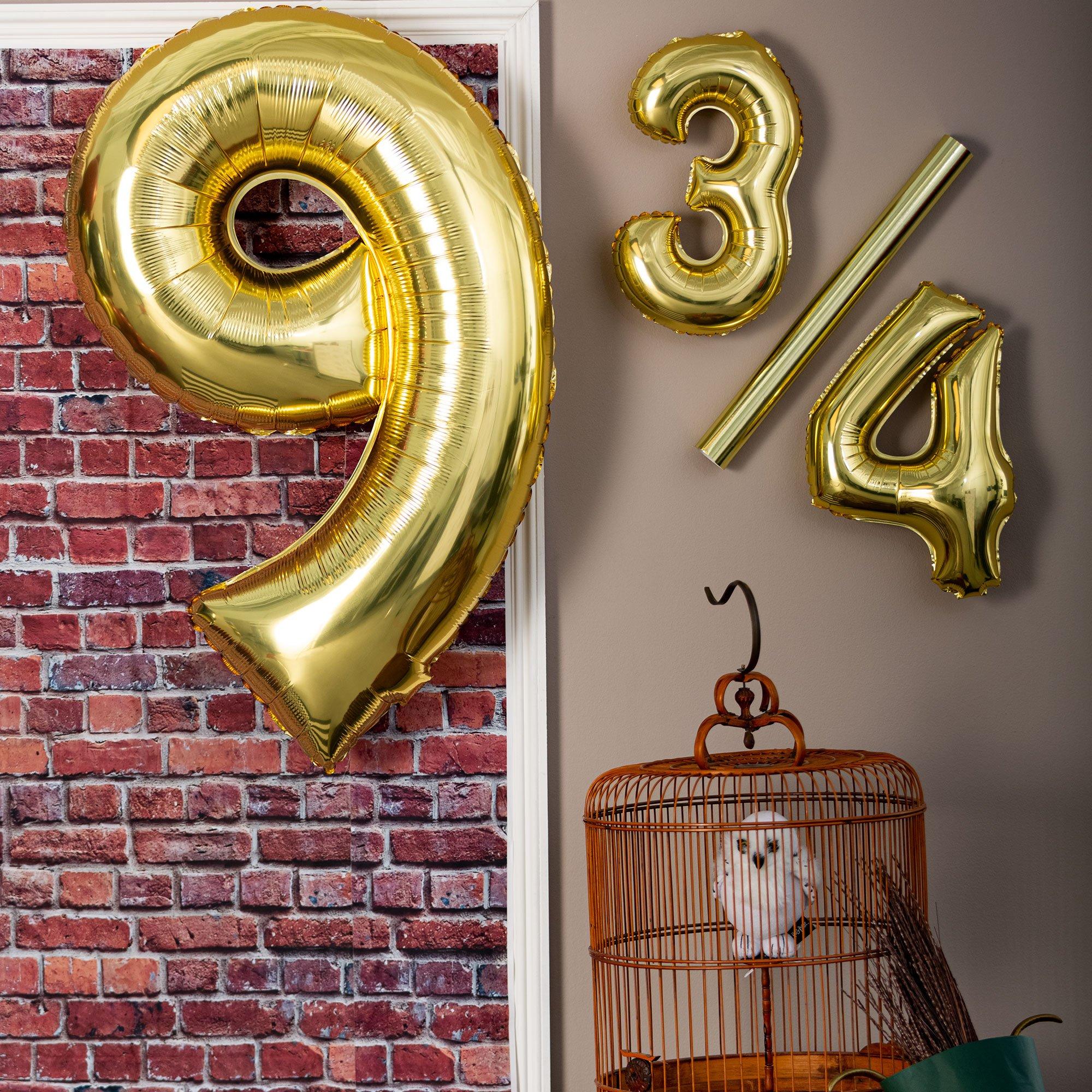 13in Air-Filled White Gold Number (0-9) Balloon - Image 11