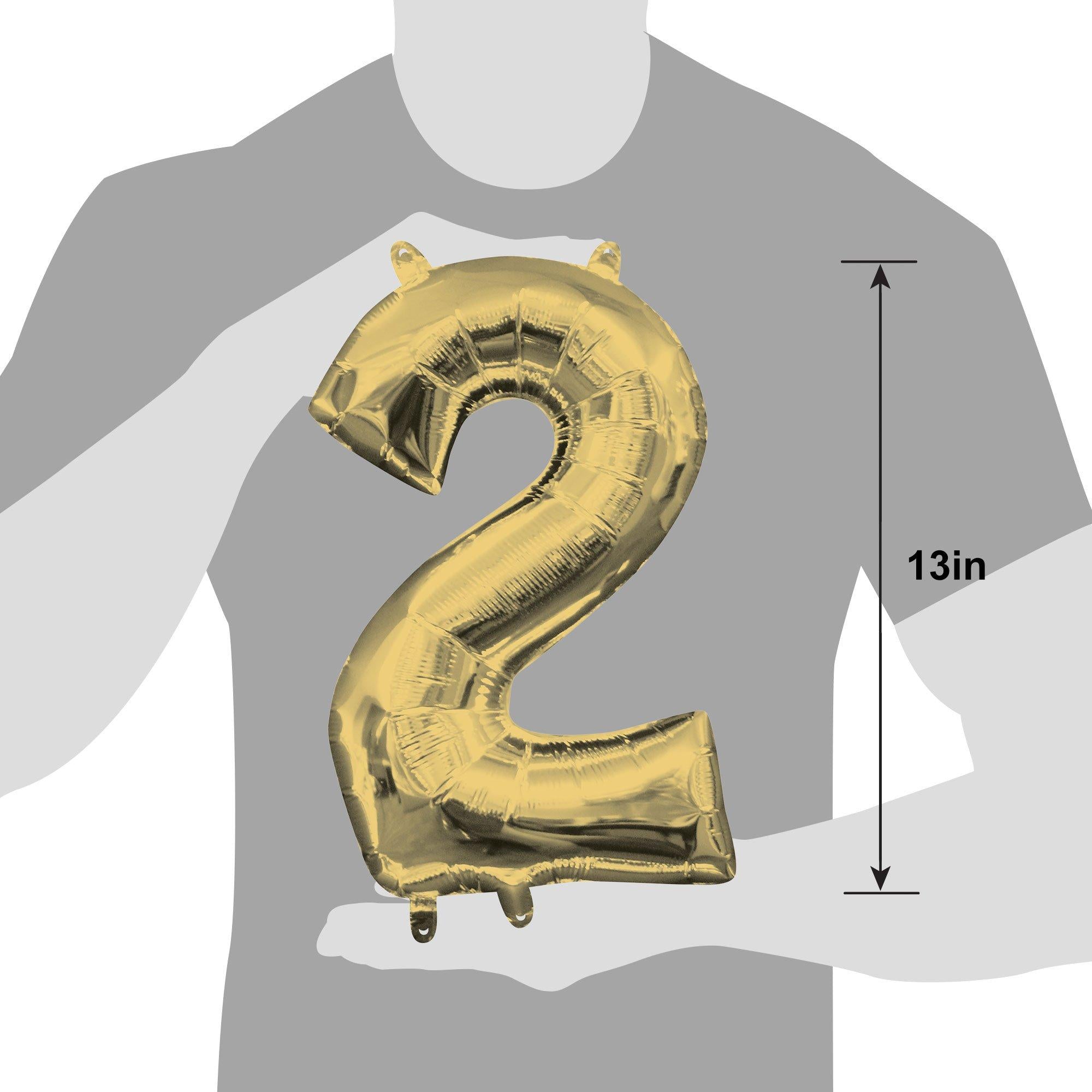 13in Air-Filled White Gold Number (0-9) Balloon - Image 13