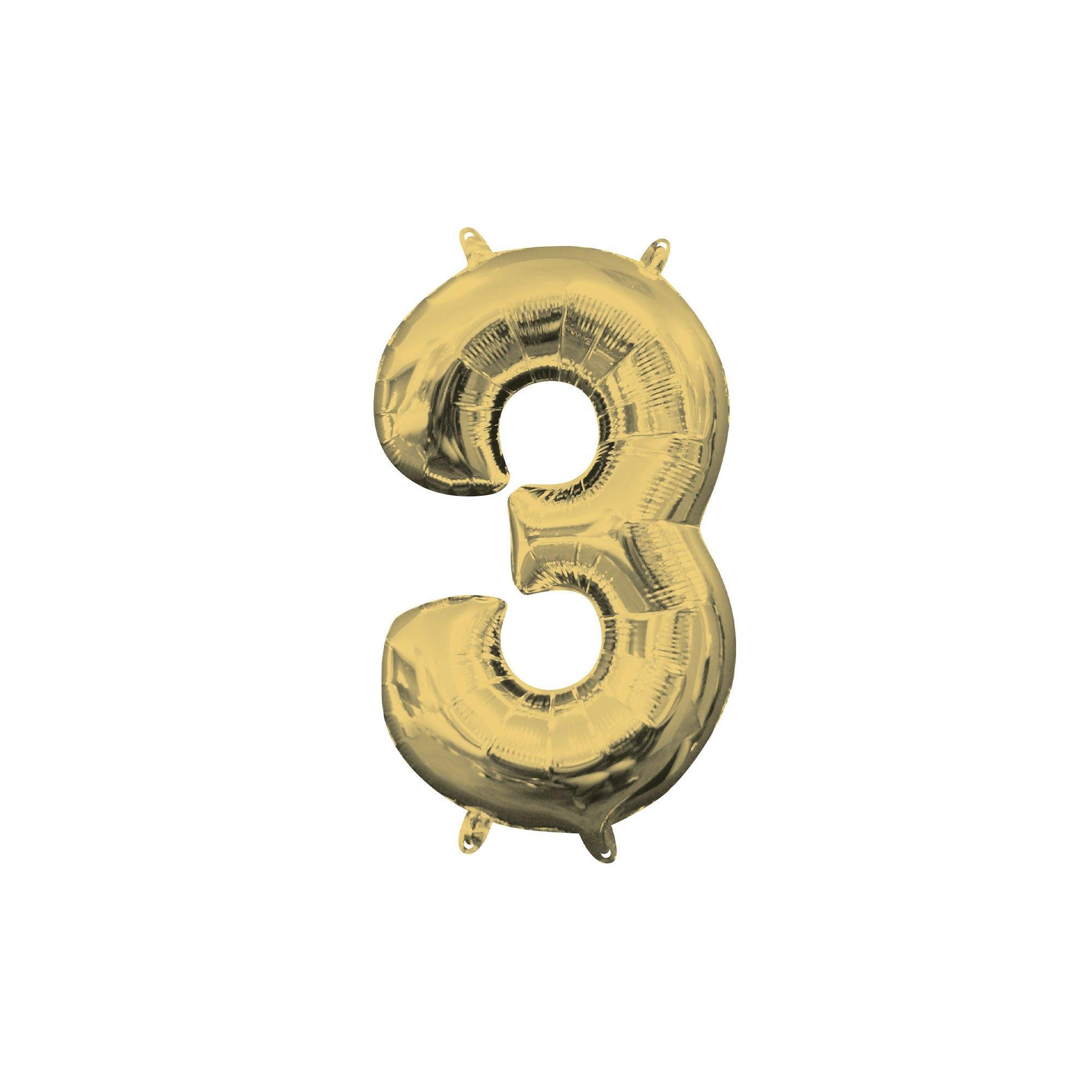 13in Air-Filled White Gold Number (0-9) Balloon - Image 14