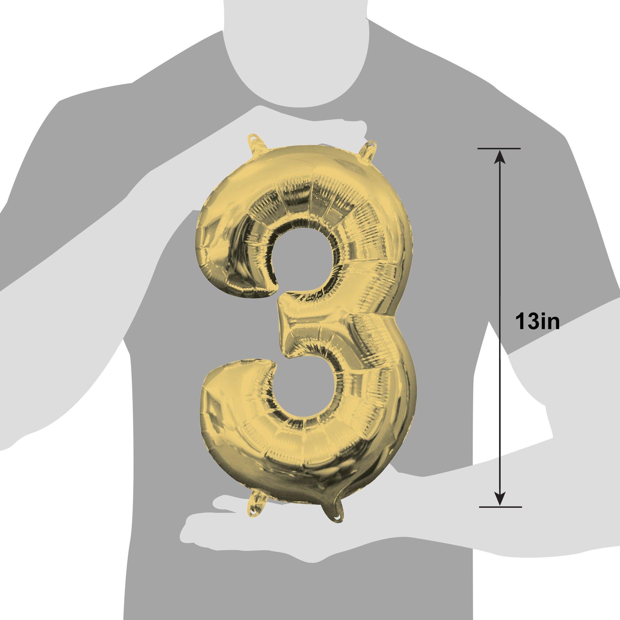 13in Air-Filled White Gold Number (0-9) Balloon - Image 17