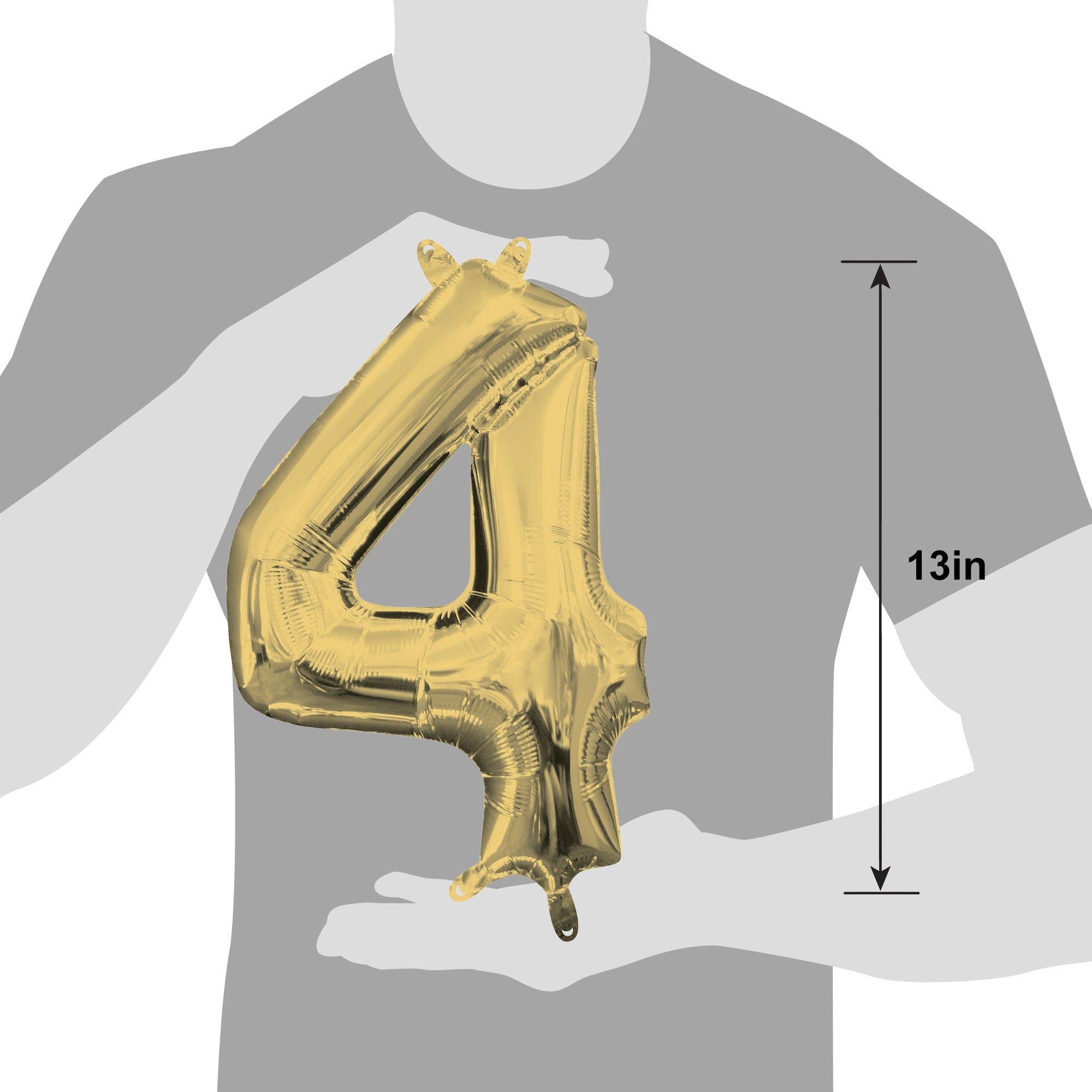 13in Air-Filled White Gold Number (0-9) Balloon - Image 21