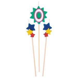 Birthday Star Number (0-9) Candle Pick Set. 3pc