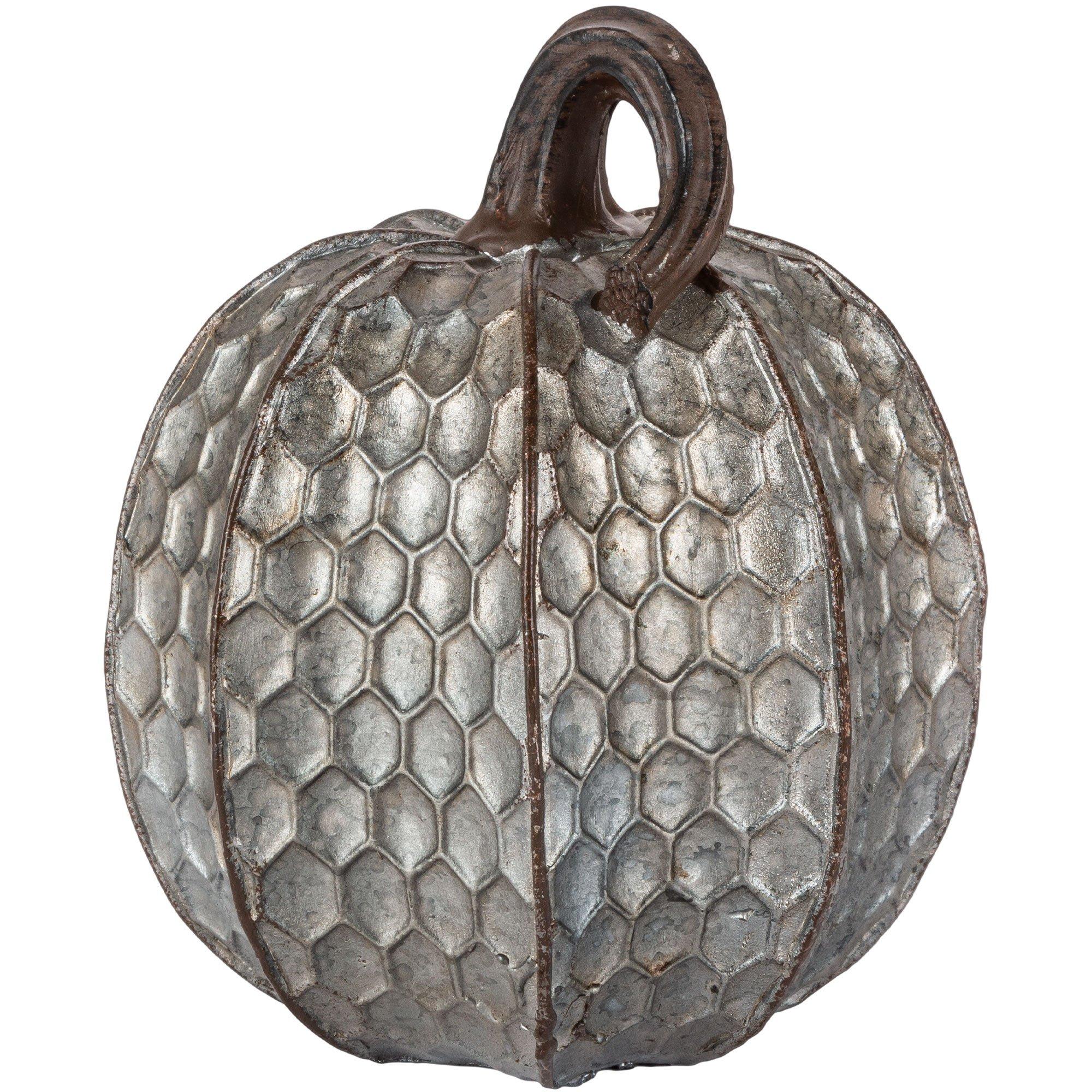Metal-Look Stone & Resin Pumpkin. Sizes 5.9in x 4.5in and 4.7in x 4.9in - Image 3