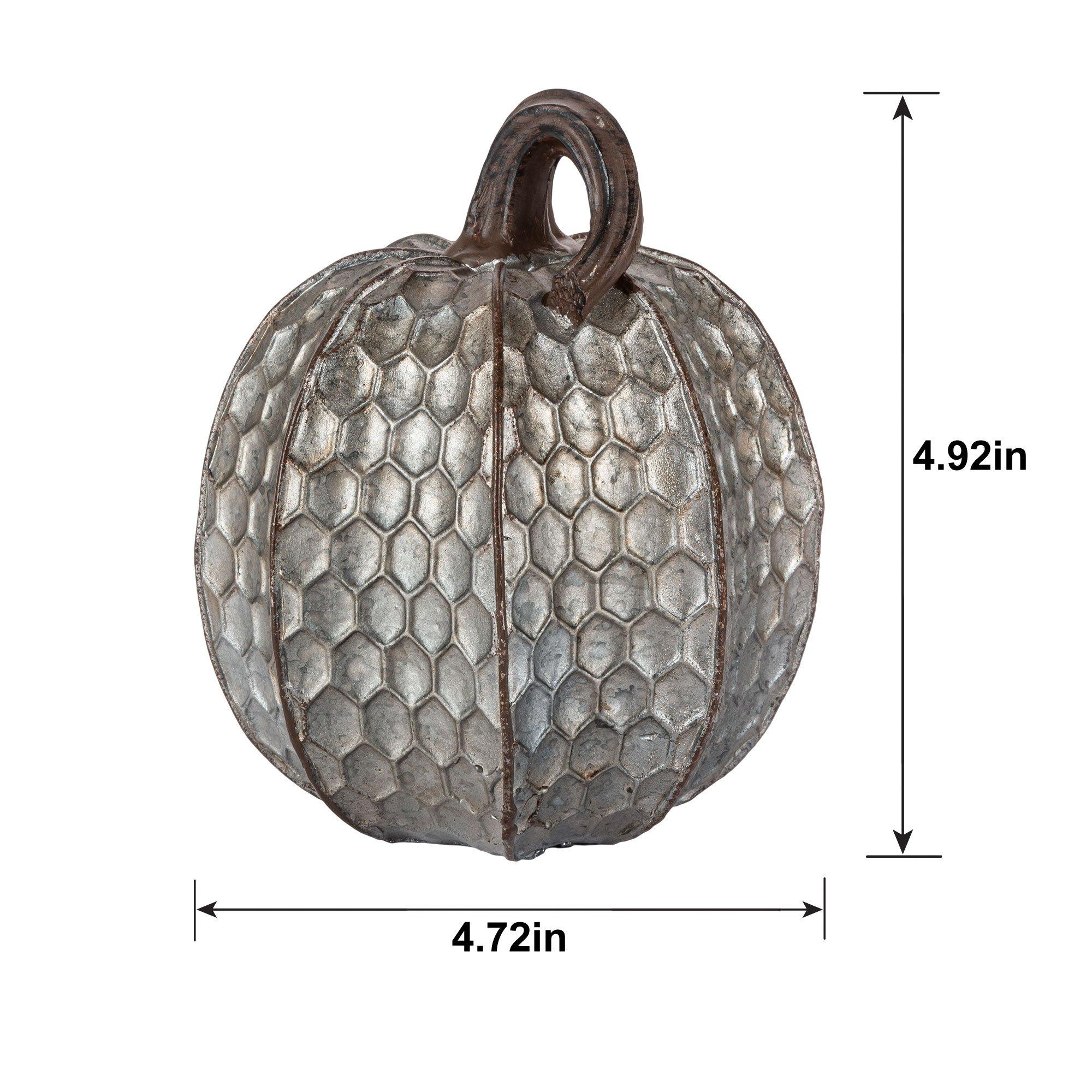Metal-Look Stone & Resin Pumpkin. Sizes 5.9in x 4.5in and 4.7in x 4.9in - Image 6