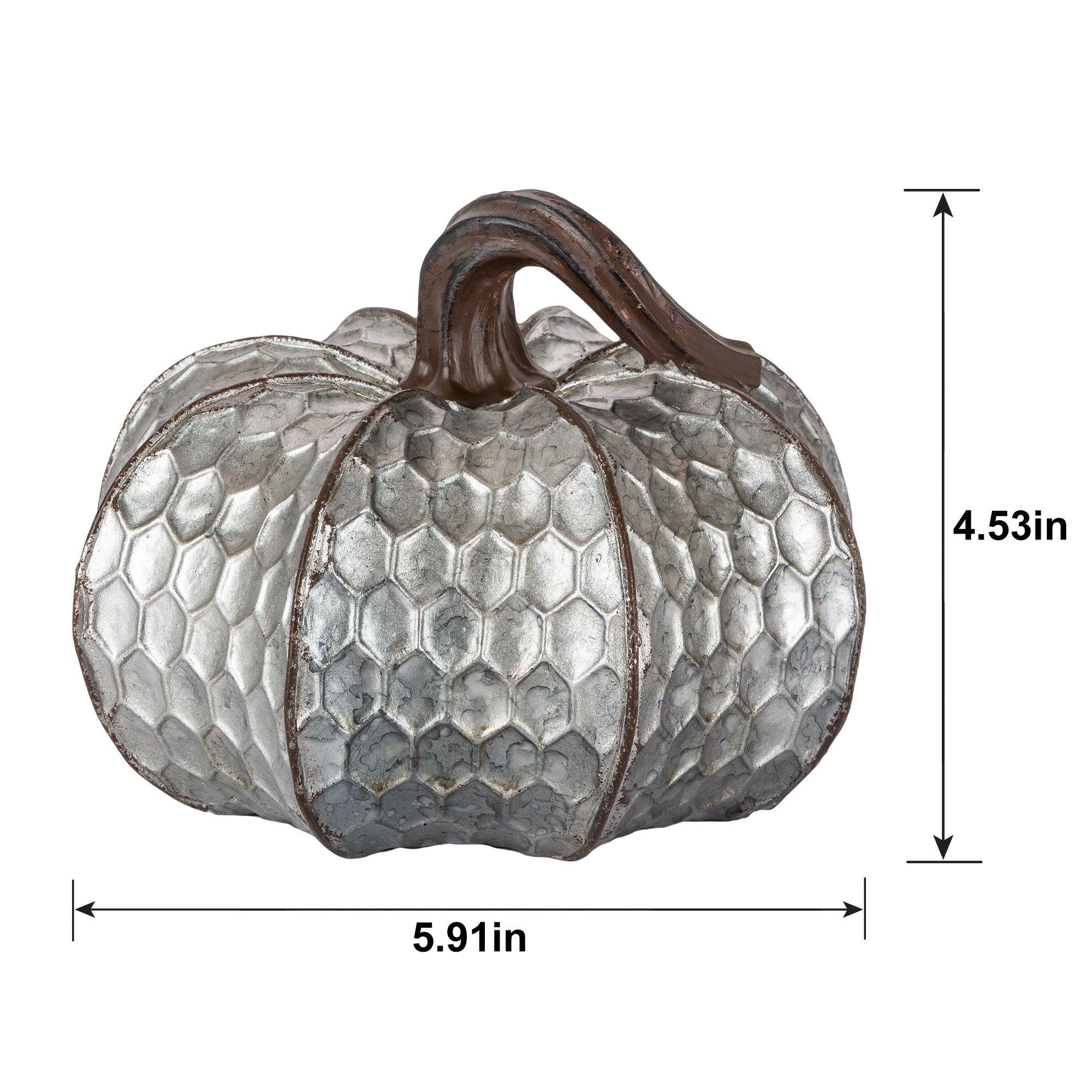Metal-Look Stone & Resin Pumpkin. Sizes 5.9in x 4.5in and 4.7in x 4.9in - Image 11
