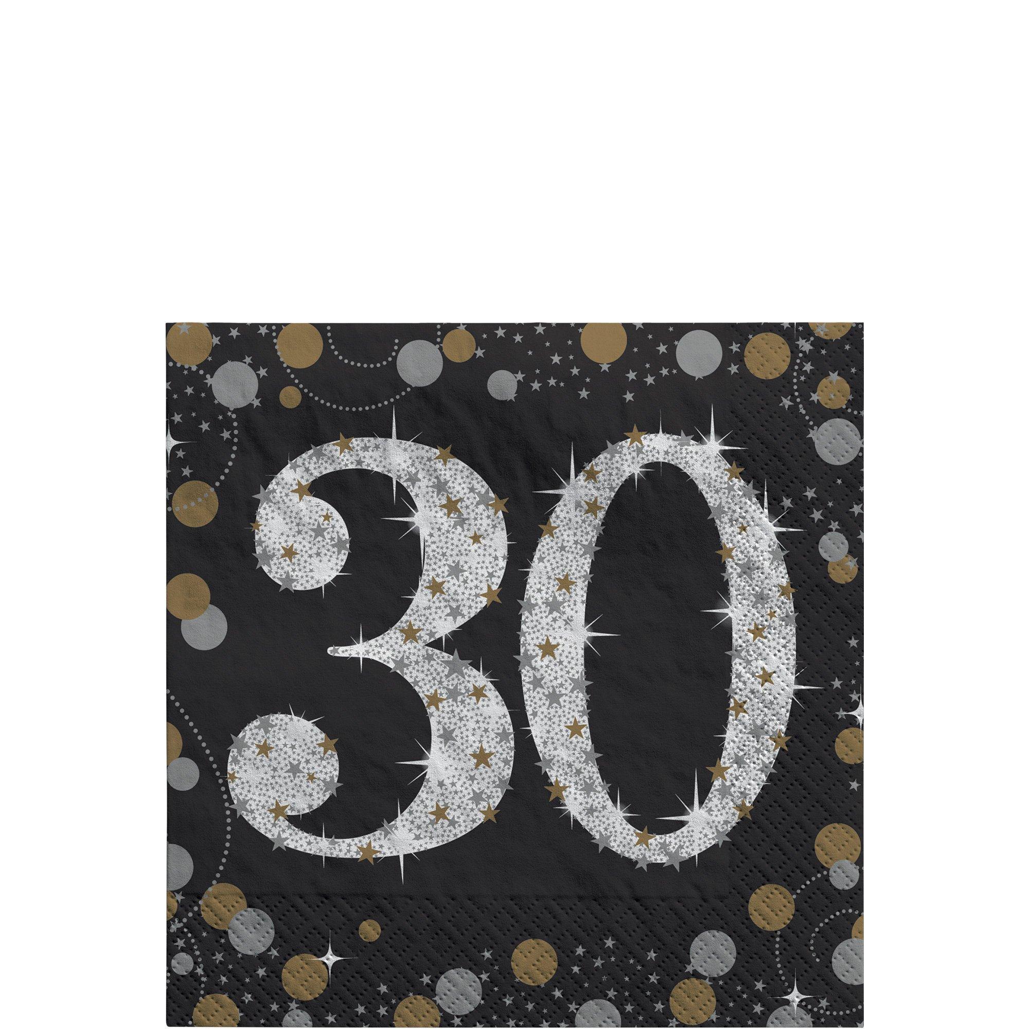 Milestone Beverage Napkins. 16ct - Sparkling Celebration. Ages 30. 40. 50. 60